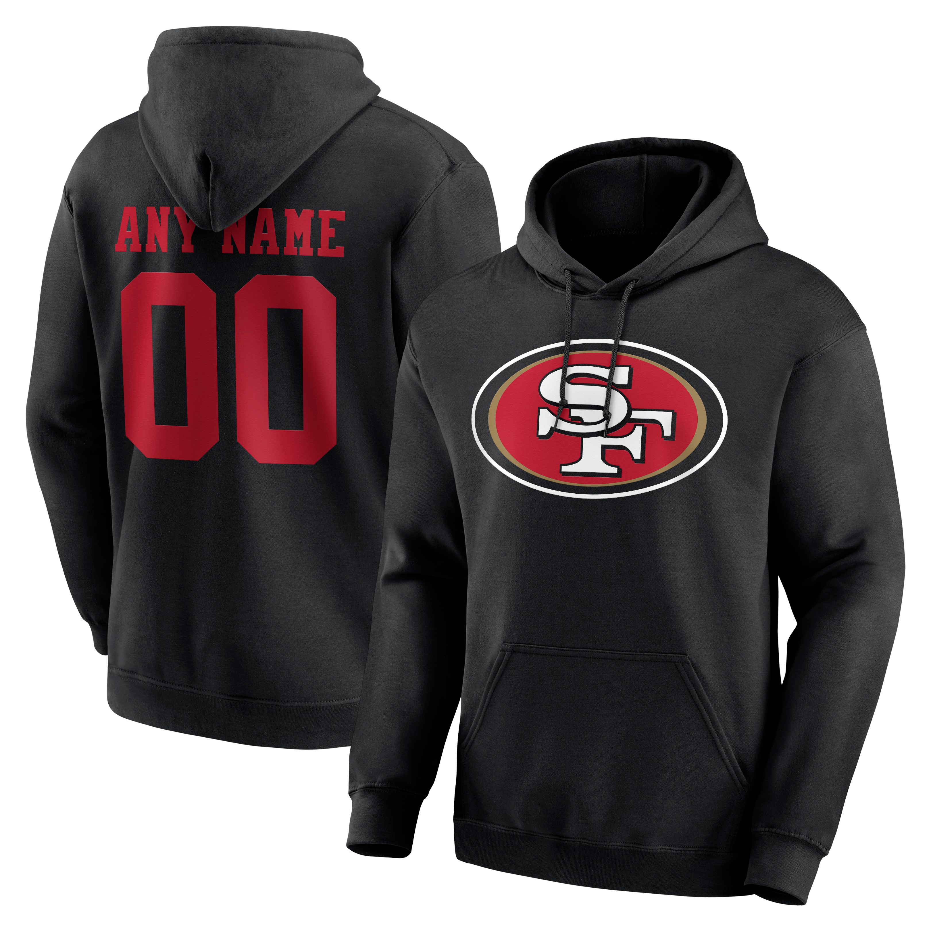 Men's Black San Francisco 49ers Team Authentic Personalized Name & Number Hoodie
