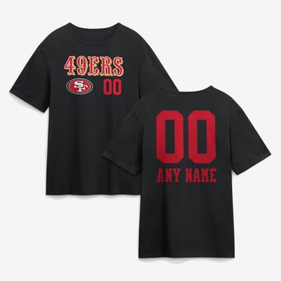 San Francisco 49ers  Touchdown Wordmark Personalized Name & Number T-Shirt - Black