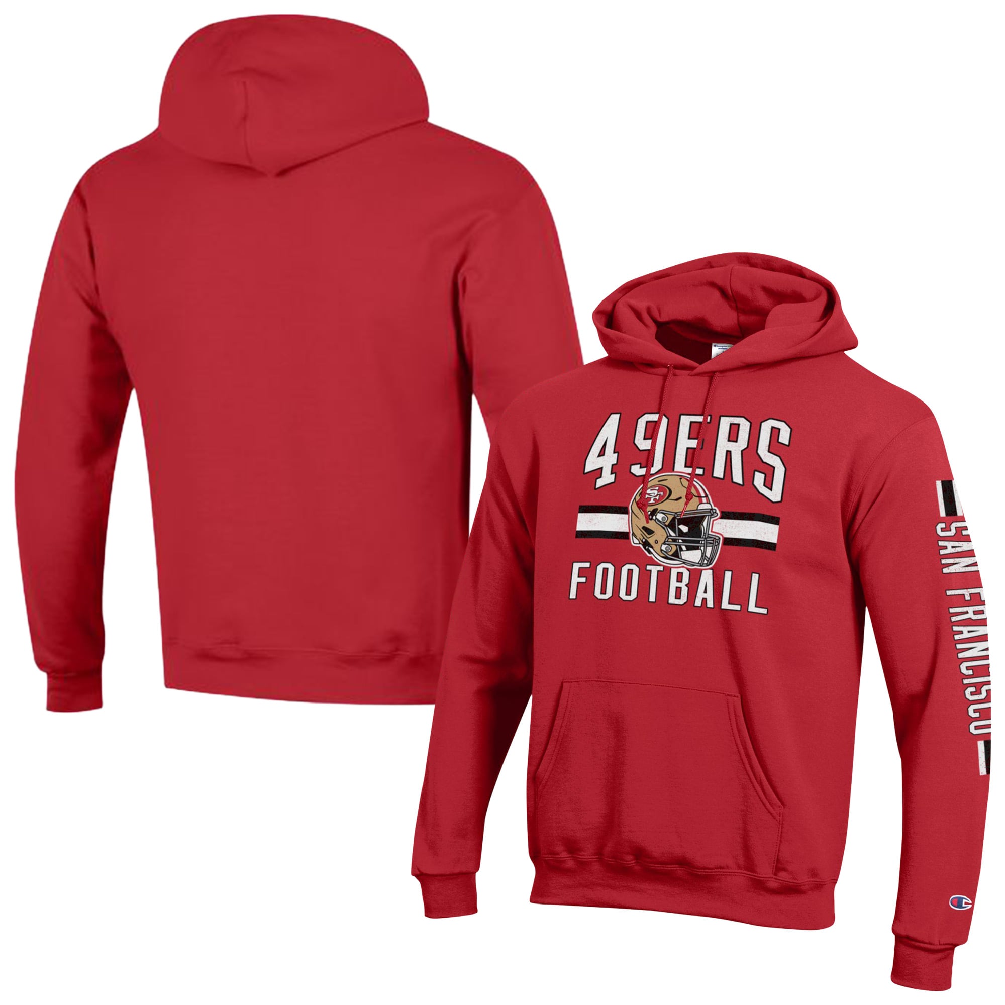 Men's Champion  Scarlet San Francisco 49ers Powerblend Hoodie