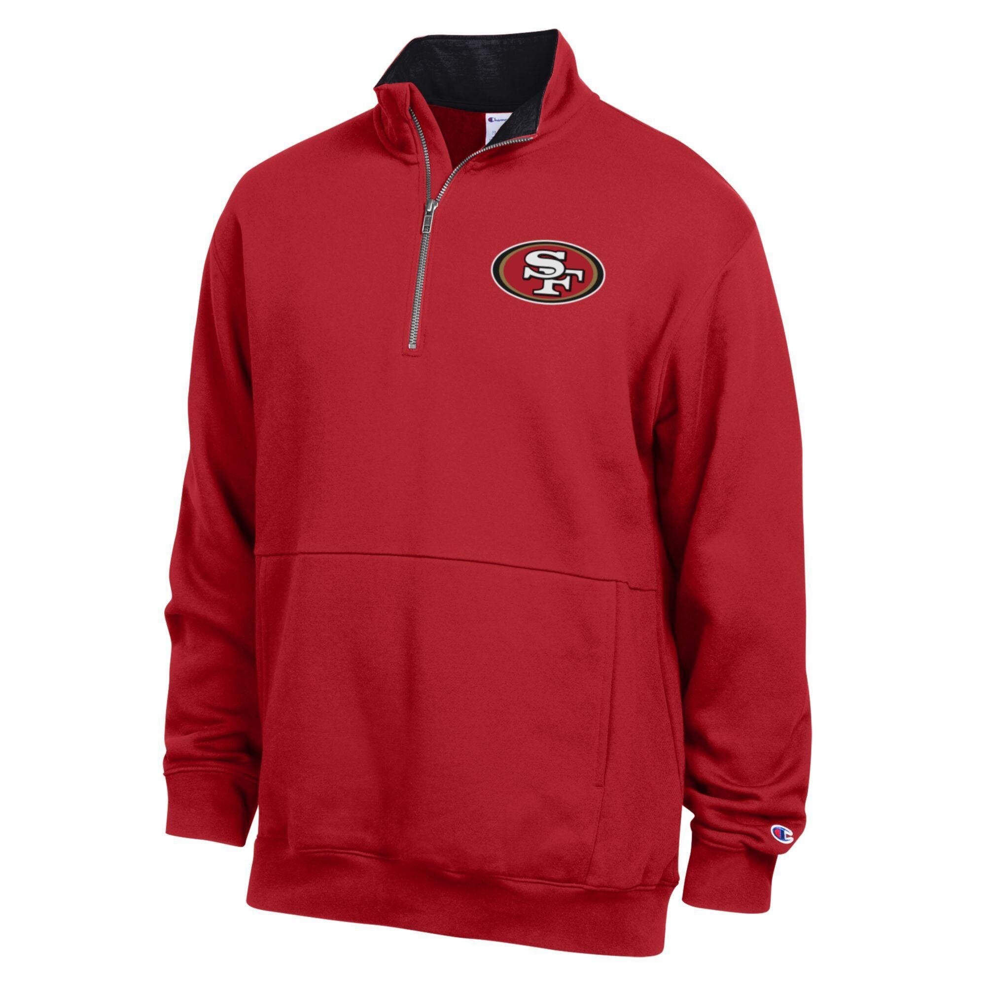 Men's Champion Scarlet/Black San Francisco 49ers Fleece Quarter-Zip Pullover