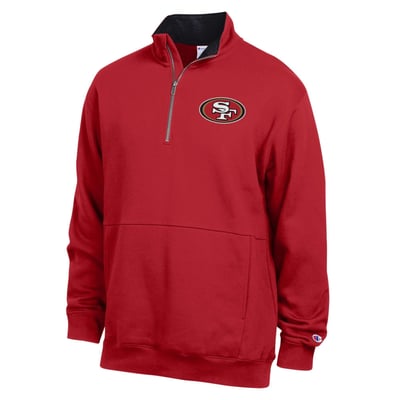  San Francisco 49ers Champion Fleece Quarter-Zip Pullover -  Scarlet/Black