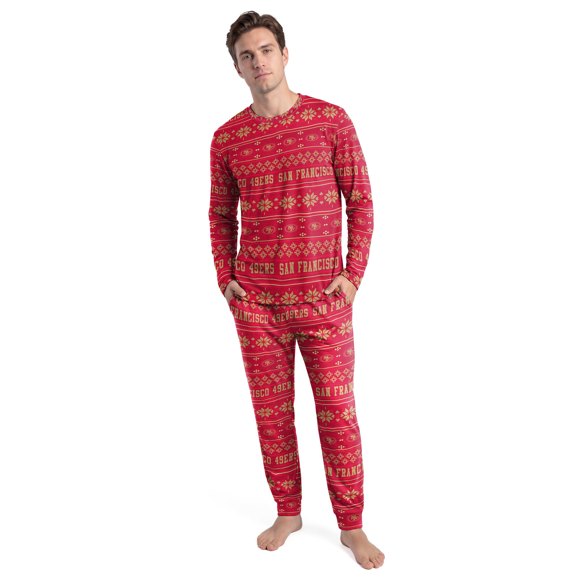 Ensemble t-shirt à manches longues et pantalon San Francisco 49ers Jubilee de Concepts Sport Scarlet pour homme