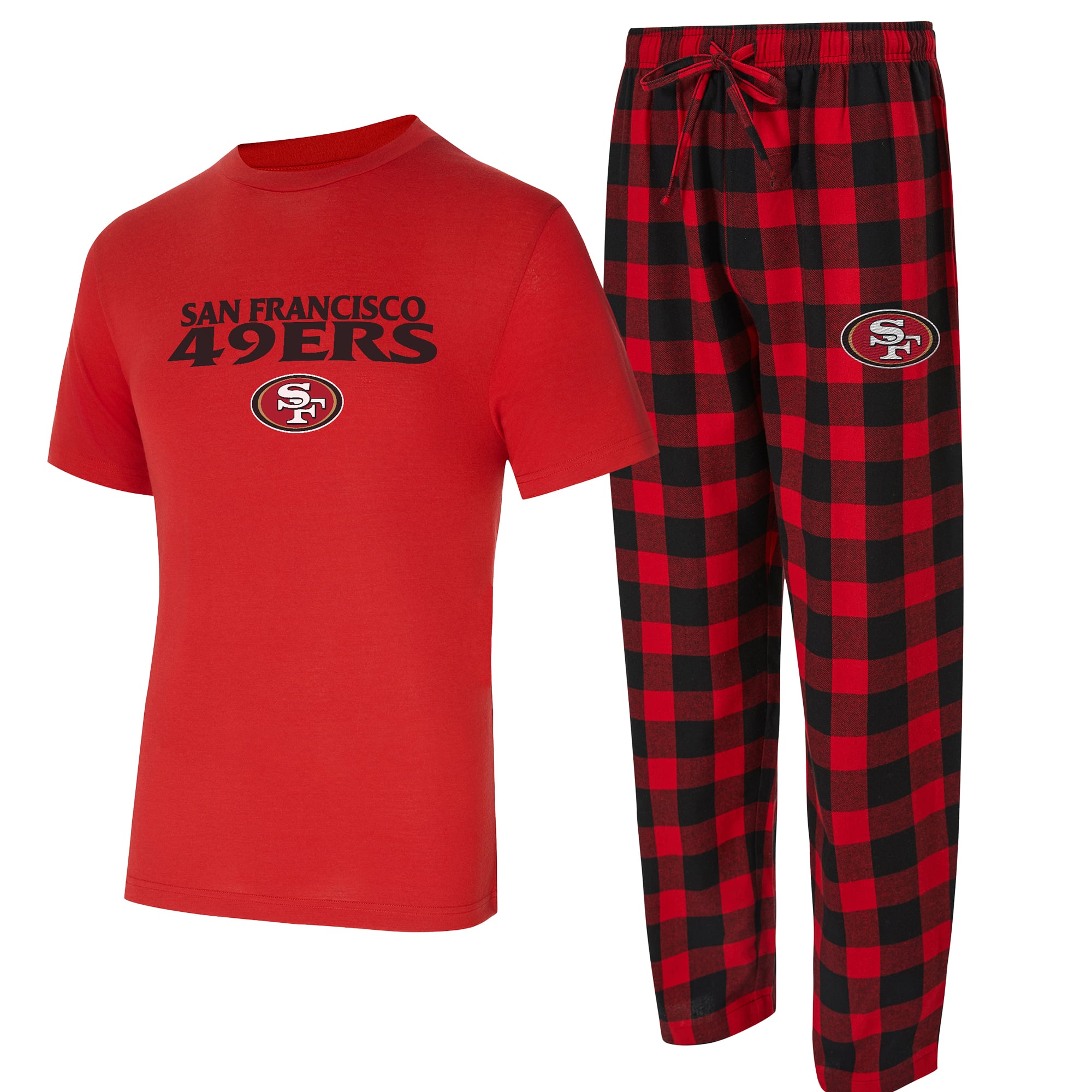 Ensemble t-shirt et pantalon en flanelle Concepts Sport Avondale rouge écarlate/noir pour homme