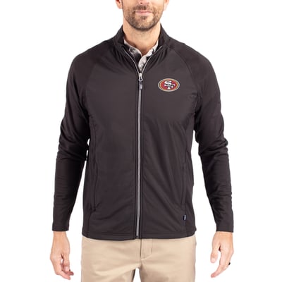 San Francisco 49ers Cutter & Buck Adapt Eco Knit Full-Zip Jacket - Black