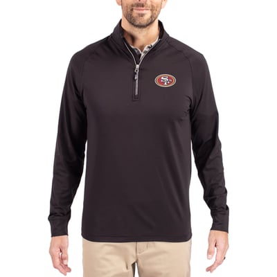 San Francisco 49ers Cutter & Buck Adapt Eco Knit Quarter-Zip Pullover Jacket - Black