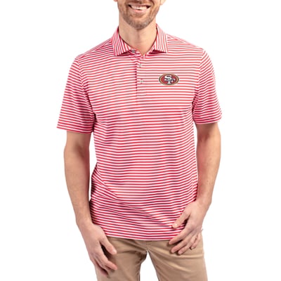 San Francisco 49ers Cutter & Buck Virtue Eco Pique Stripe Recycled Polo - Scarlet