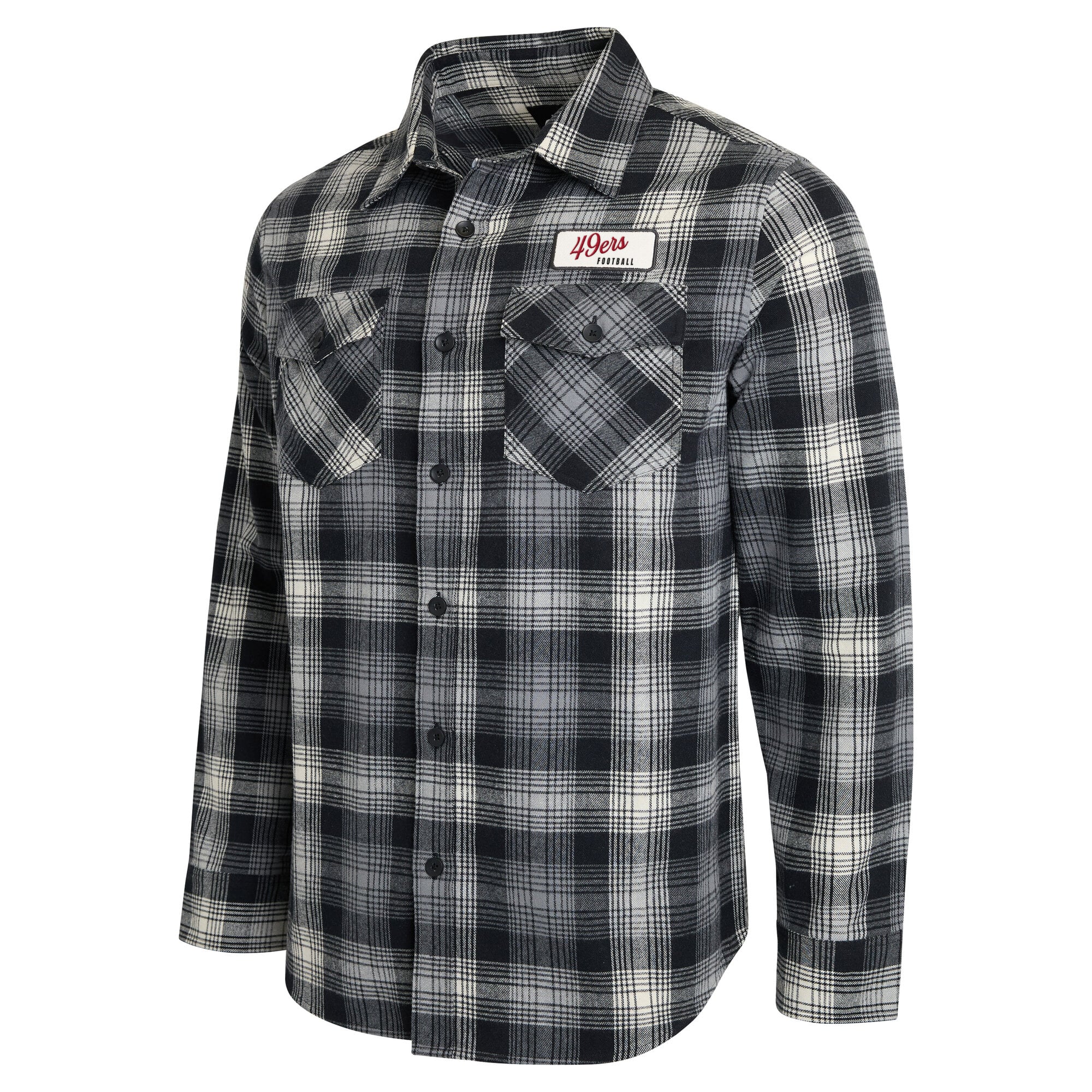 Men's Darius Rucker Collection by Fanatics Black San Francisco 49ers Flannel Plaid Long Sleeve Button Up Shirt