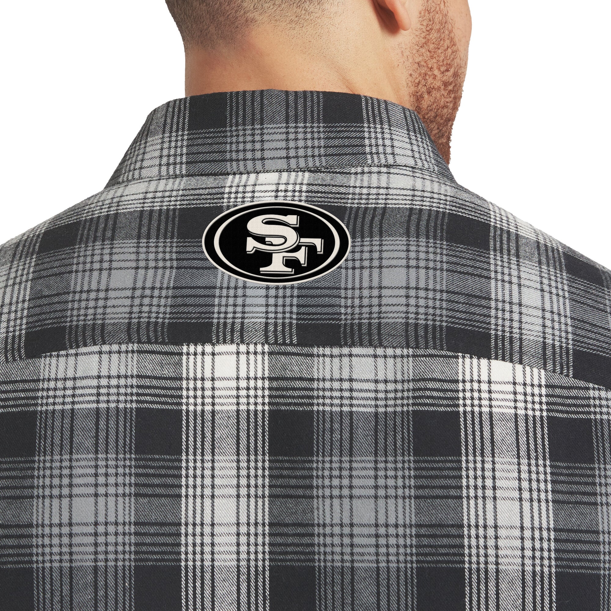 Men's Darius Rucker Collection by Fanatics Black San Francisco 49ers Flannel Plaid Long Sleeve Button Up Shirt