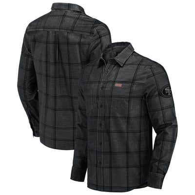 San Francisco 49ers Darius Rucker Collection by Fanatics Micro Corduroy Plaid Button Up Shirt - Black