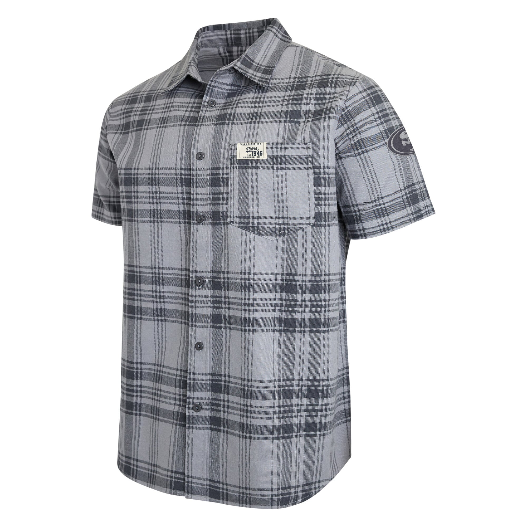 Men's Darius Rucker Collection by Fanatics Gray San Francisco 49ers Woven Short Sleeve Button-Up Shirt