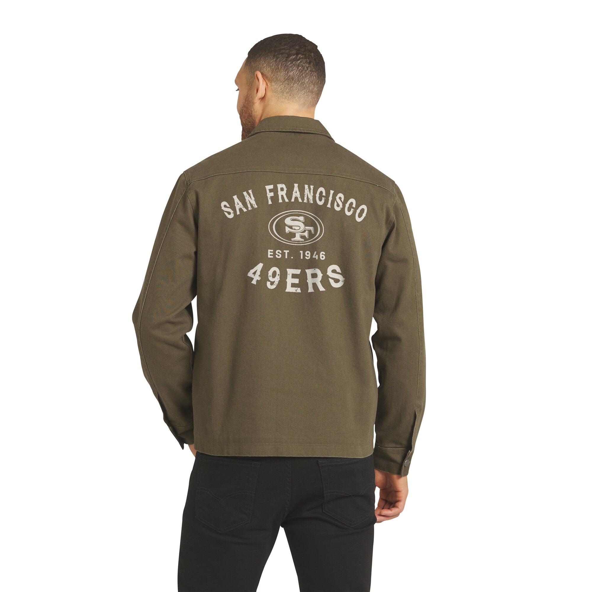 Men's Darius Rucker Collection by Fanatics Olive San Francisco 49ers Brushed Canvas Full-Zip Jacket