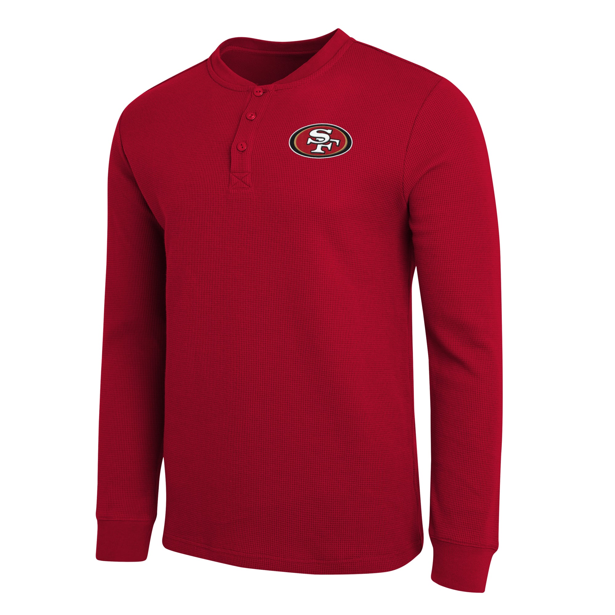 Collection Darius Rucker pour homme par Fanatics Scarlet T-shirt Henley à manches longues en maille gaufrée des 49ers de San Francisco