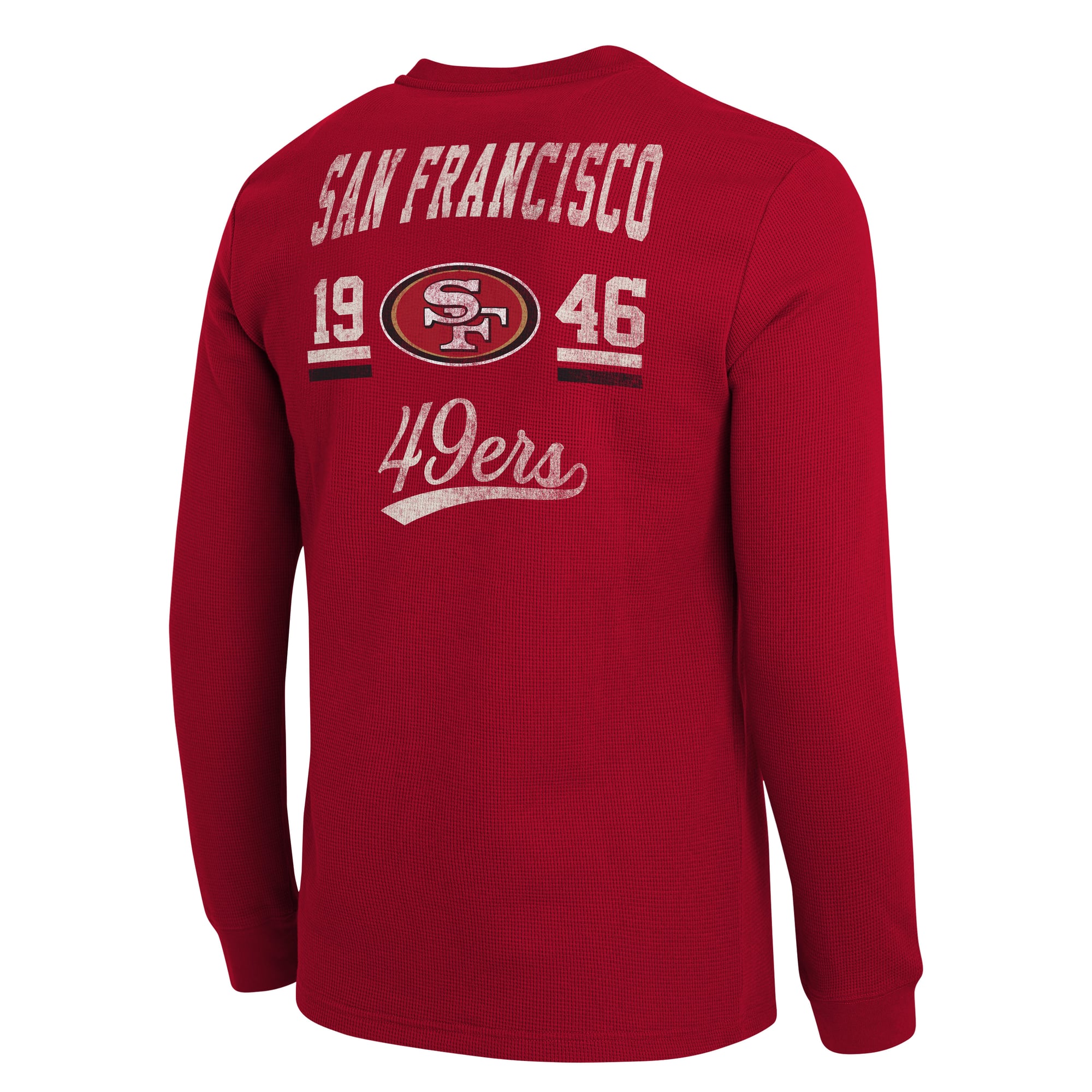 Collection Darius Rucker pour homme par Fanatics Scarlet T-shirt Henley à manches longues en maille gaufrée des 49ers de San Francisco
