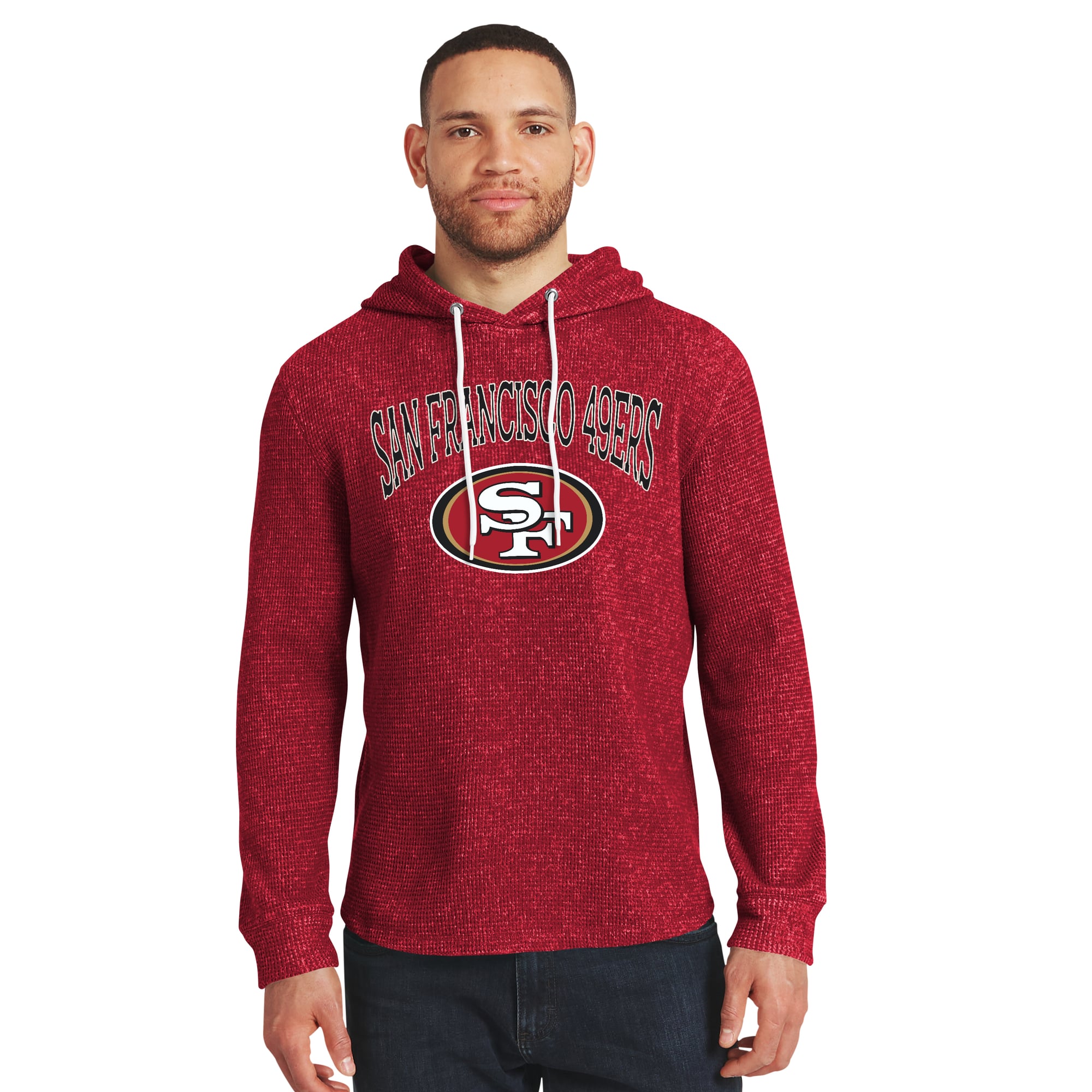 Collection Darius Rucker pour homme par Fanatics Scarlet San Francisco 49ers T-shirt à manches longues en maille gaufrée et mélange de trois matières