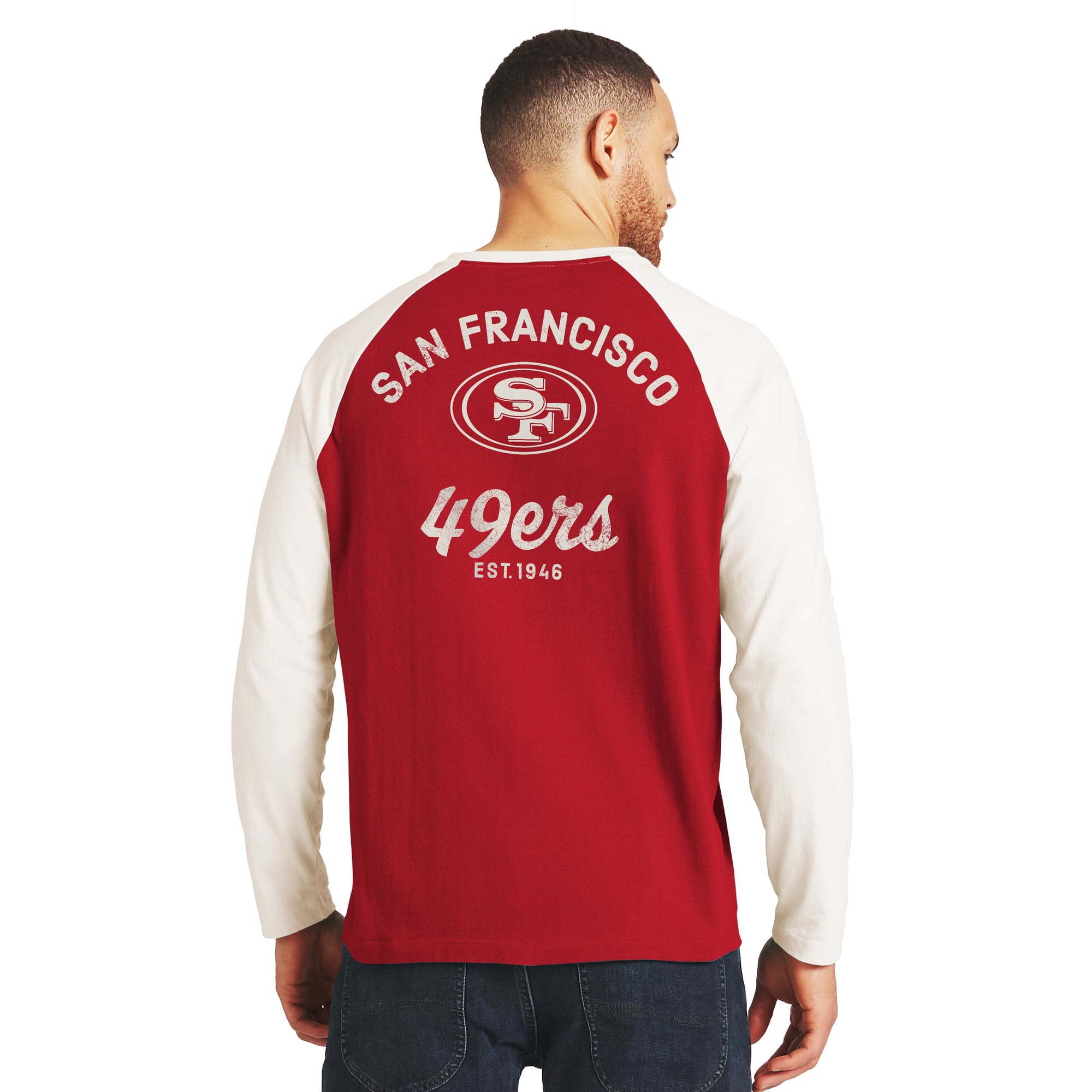 Men's Darius Rucker Collection by Fanatics Scarlet/White San Francisco 49ers Henley Long Sleeve T-Shirt