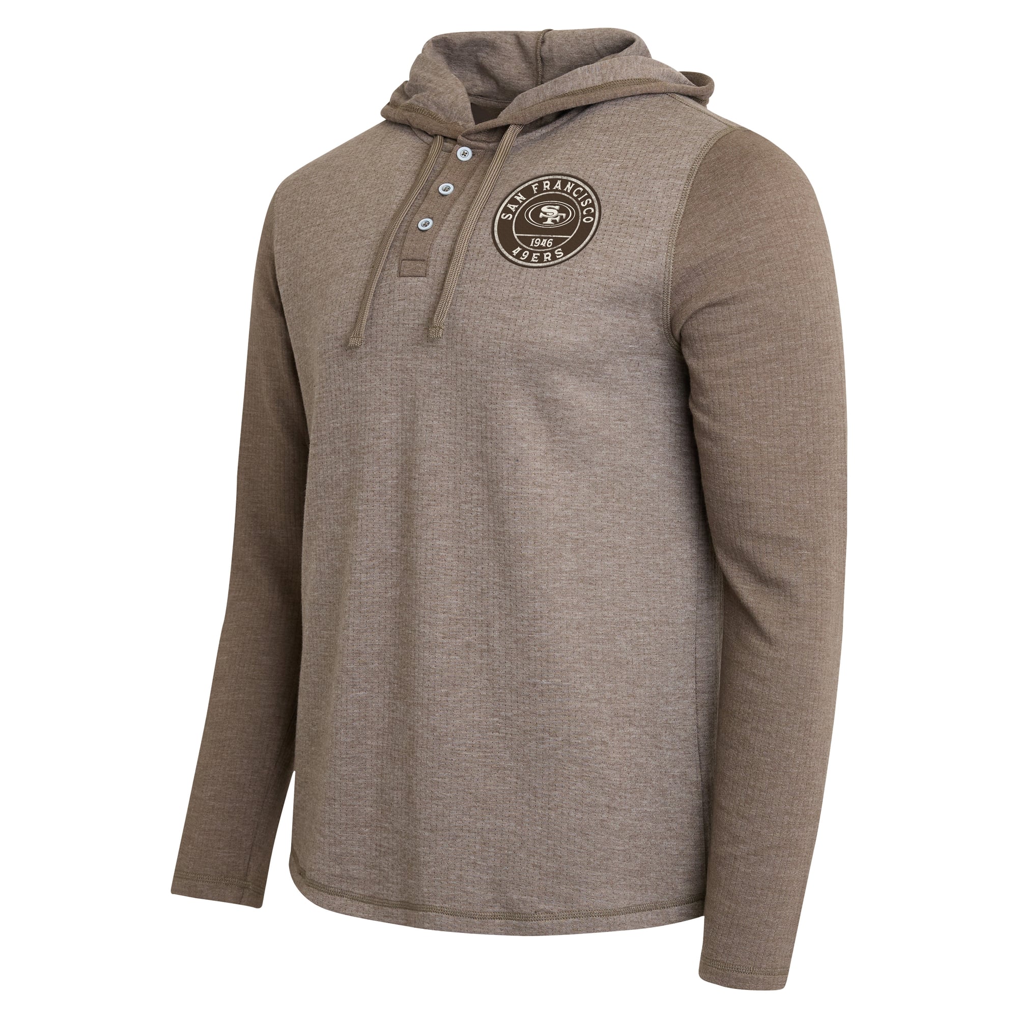 Men's Darius Rucker Collection by Fanatics Tan/Brown San Francisco 49ers Knit Hooded Henley Long Sleeve T-Shirt