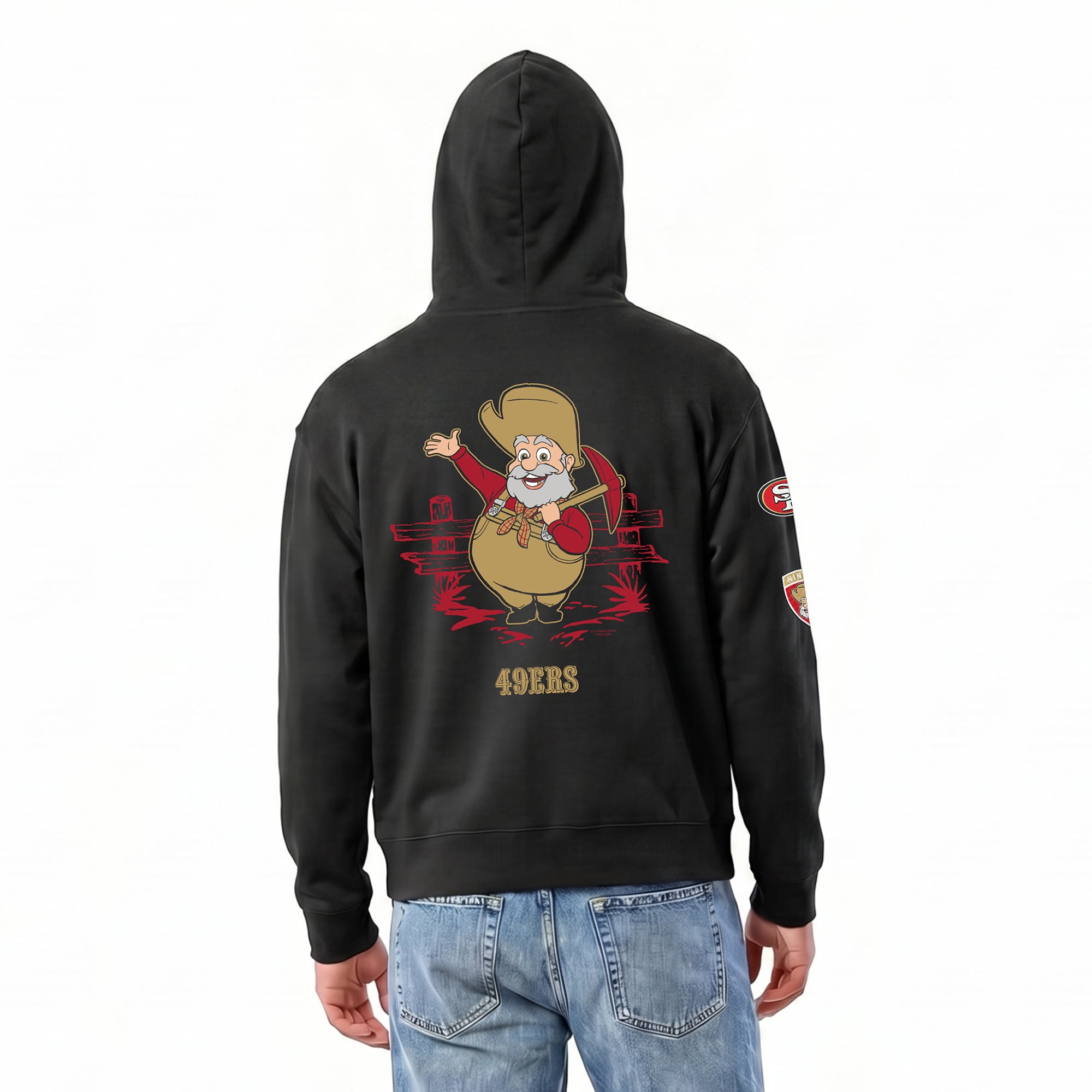 Men's Disney x Champion Black San Francisco 49ers Stinky Pete All-Star Full-Zip Hoodie