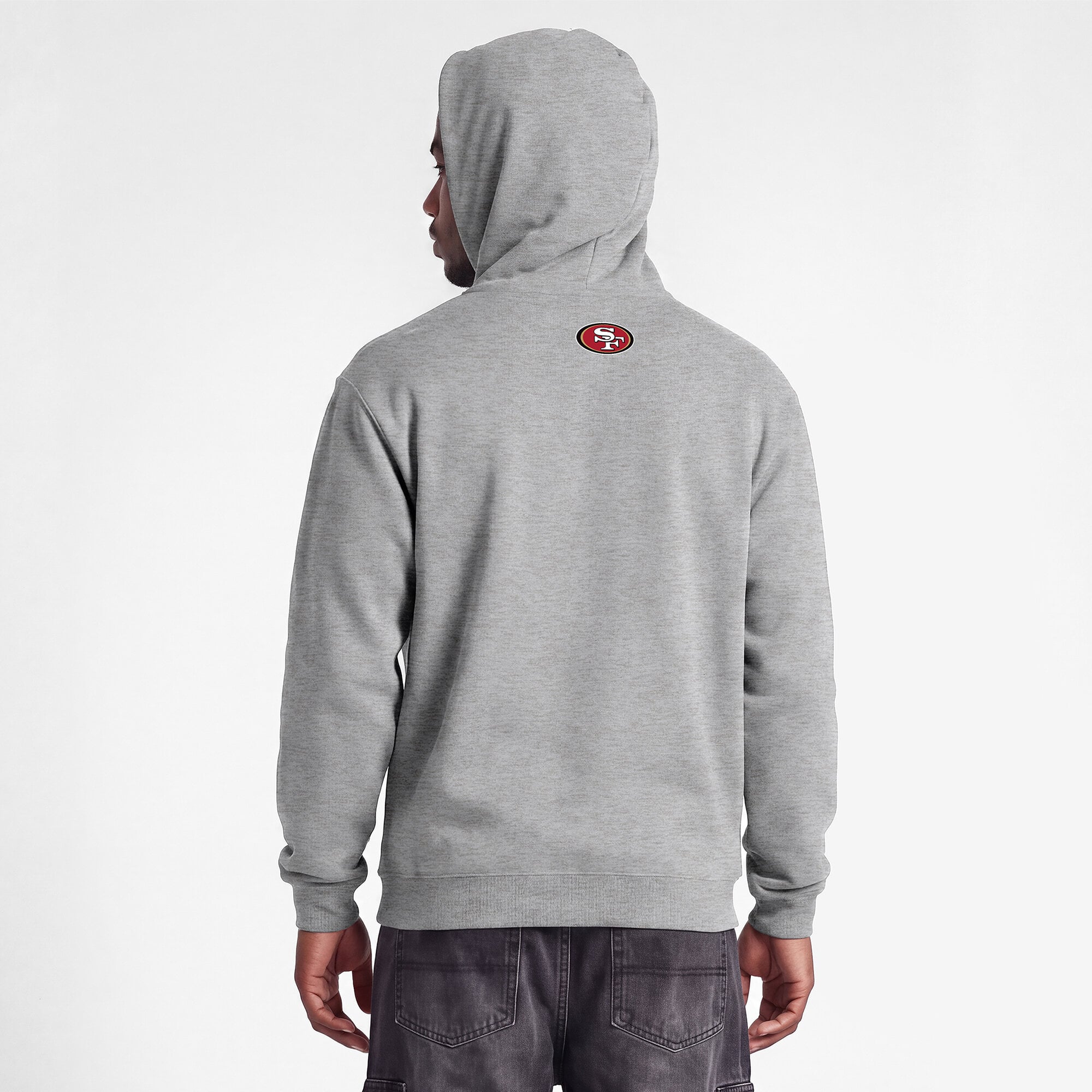 Men's Disney x Champion  Heather Gray San Francisco 49ers Powerblend Full Front Sweatshirt