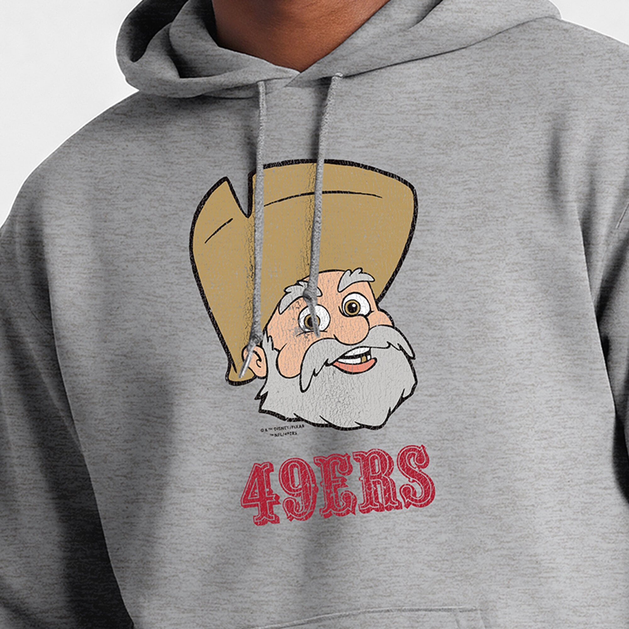 Men's Disney x Champion  Heather Gray San Francisco 49ers Powerblend Full Front Sweatshirt