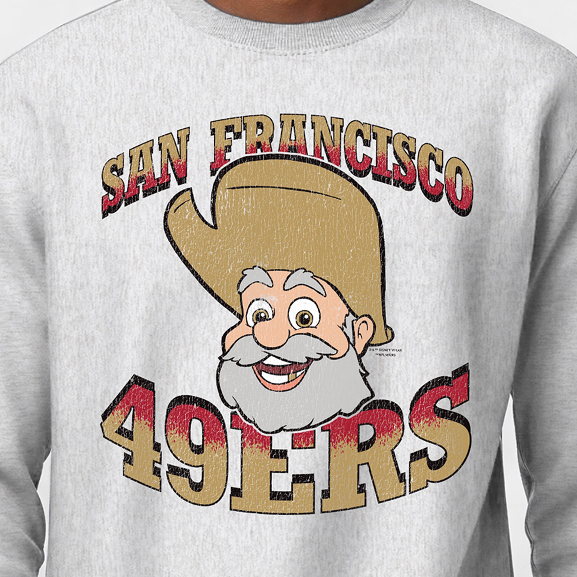 Men's Disney x Champion Heather Gray San Francisco 49ers Stinky Pete Reverse Weave Sweatshirt
