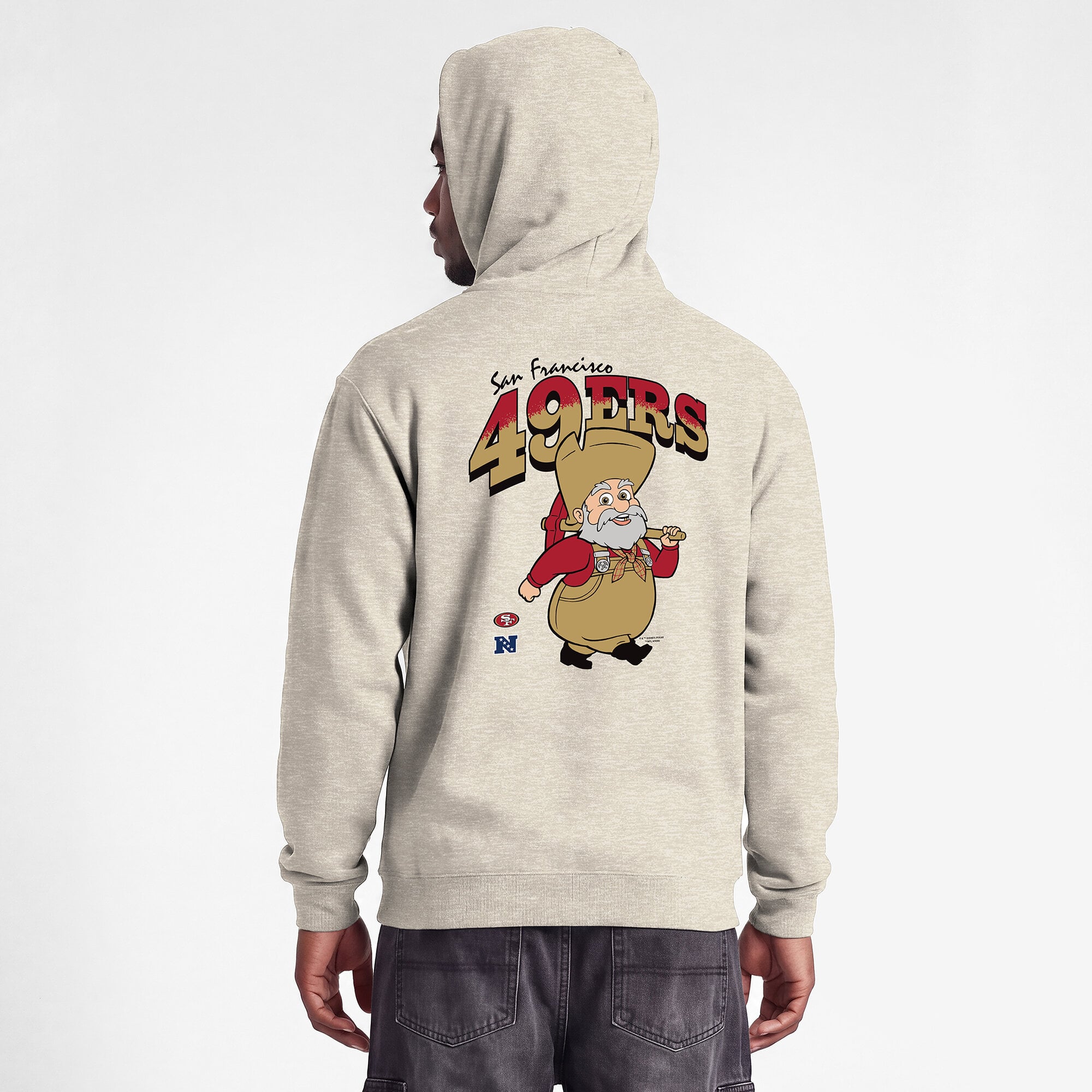 Sweat à capuche Powerblend Fullback couleur avoine Disney x Champion pour homme, San Francisco 49ers