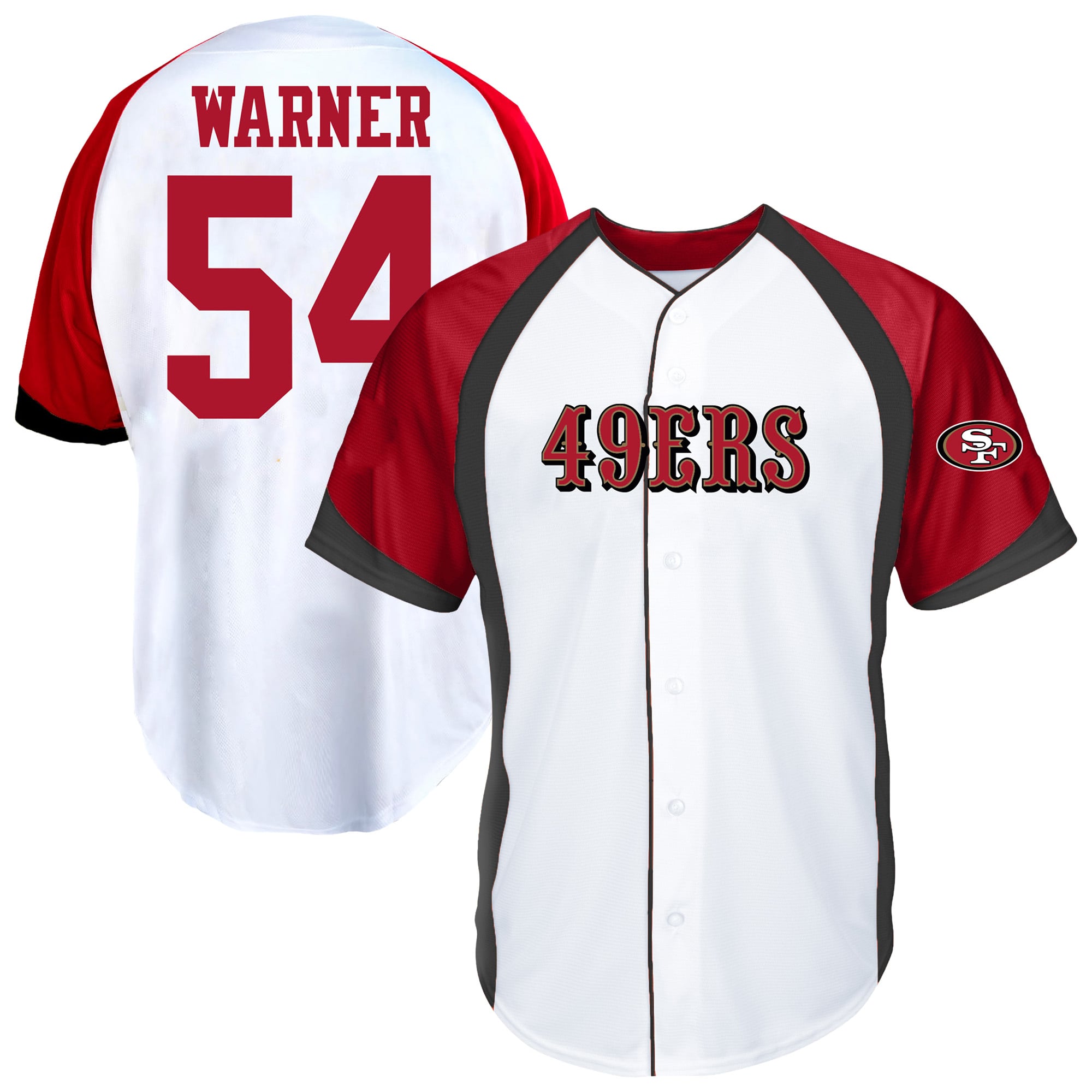 Men's Fanatics Fred Warner White San Francisco 49ers Big & Tall Button-Up Baseball Jersey Top