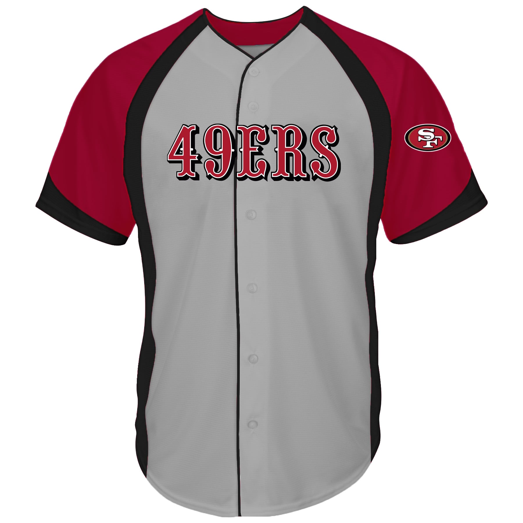 Men's Fanatics Gray San Francisco 49ers Big & Tall Button-Up Raglan Fashion Top