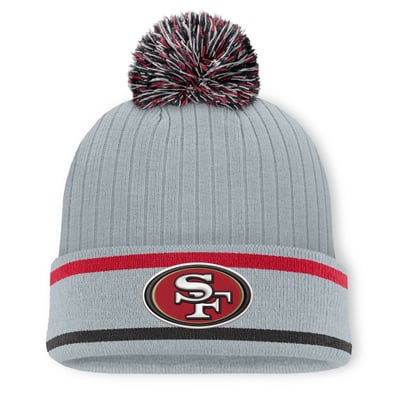 San Francisco 49ers Fanatics Fissure Cuffed Knit Hat with Pom - Gray
