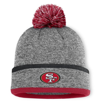 San Francisco 49ers Fanatics Motion Cuffed Knit Hat with Pom - Heather Gray