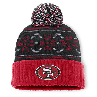 San Francisco 49ers Fanatics Snowday Cuffed Knit Hat with Pom - Scarlet/Black