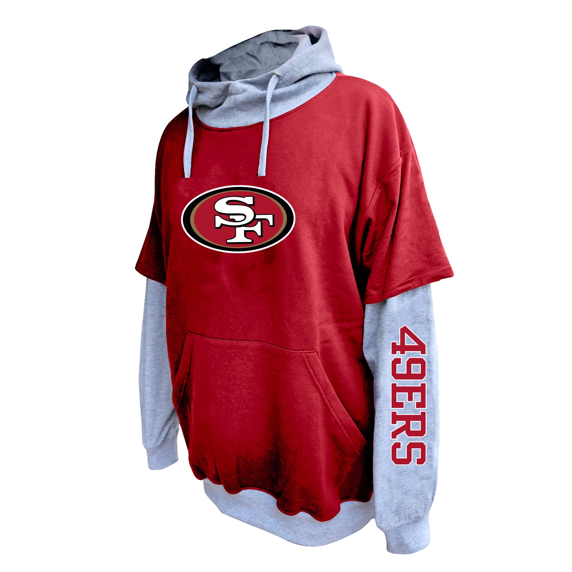Sweat à capuche Fanatics pour homme, couleur écarlate/gris chiné, taille grande et grande, des 49ers de San Francisco.