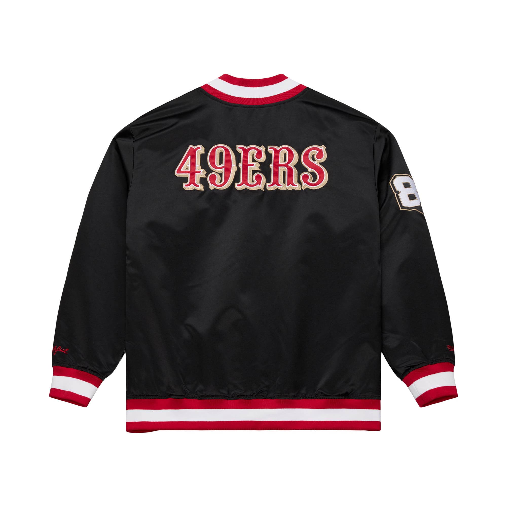 Men's Mitchell & Ness Black San Francisco 49ers 80th Anniversary Heavyweight Satin Full-Snap Jacket