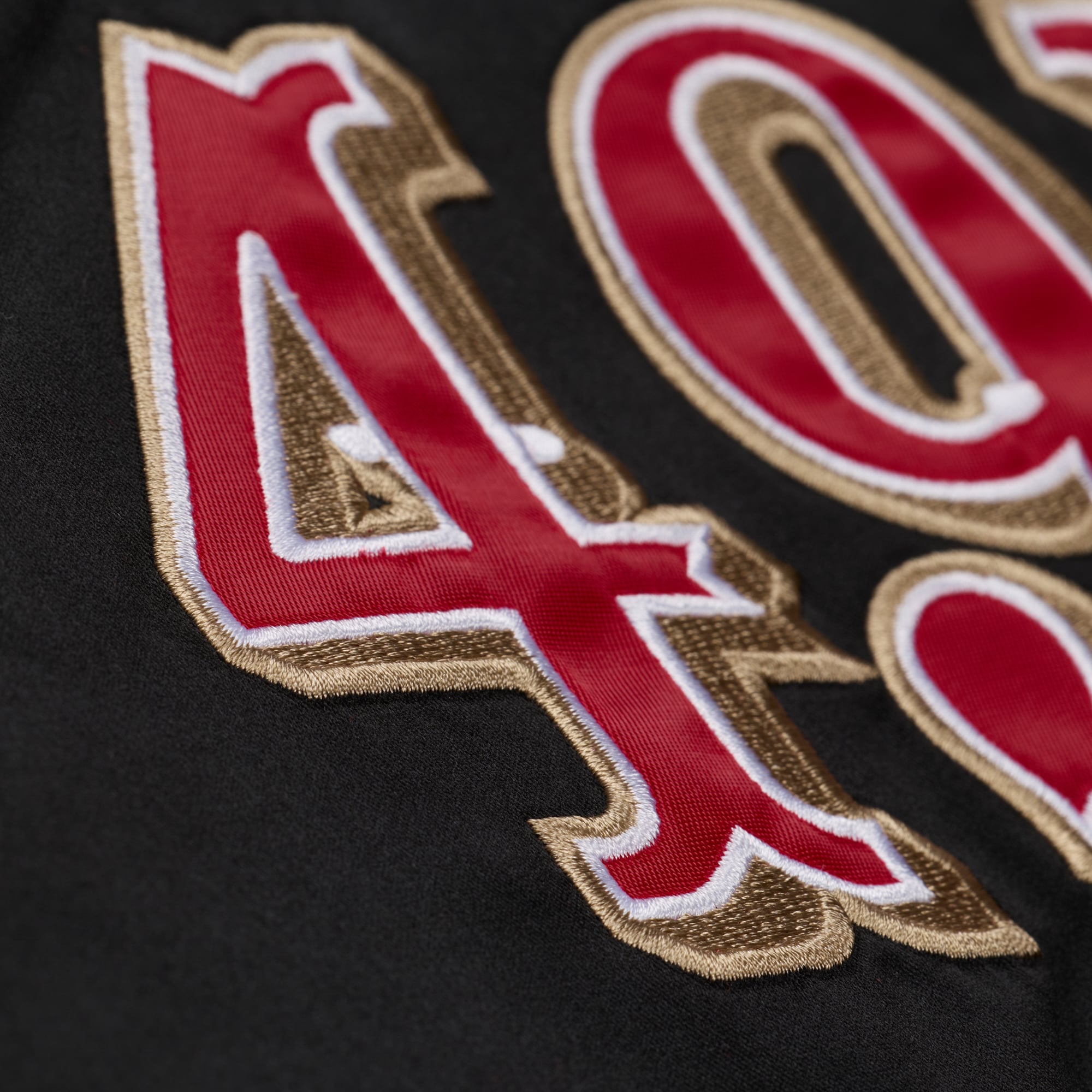 Men's Mitchell & Ness Black San Francisco 49ers 80th Anniversary Heavyweight Satin Full-Snap Jacket