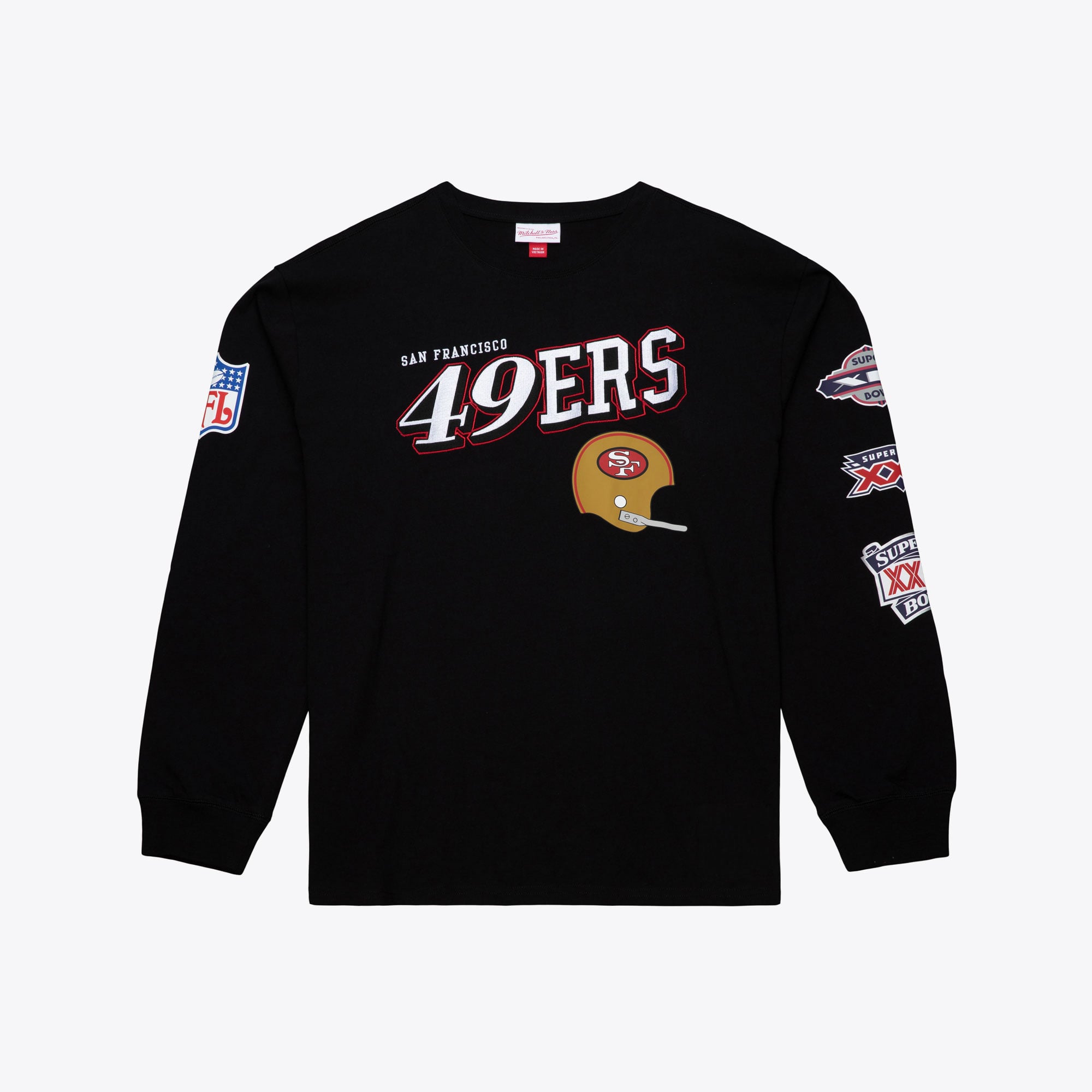 T-shirt à manches longues Mitchell & Ness noir pour homme, San Francisco 49ers, grandes tailles, camp d'entraînement
