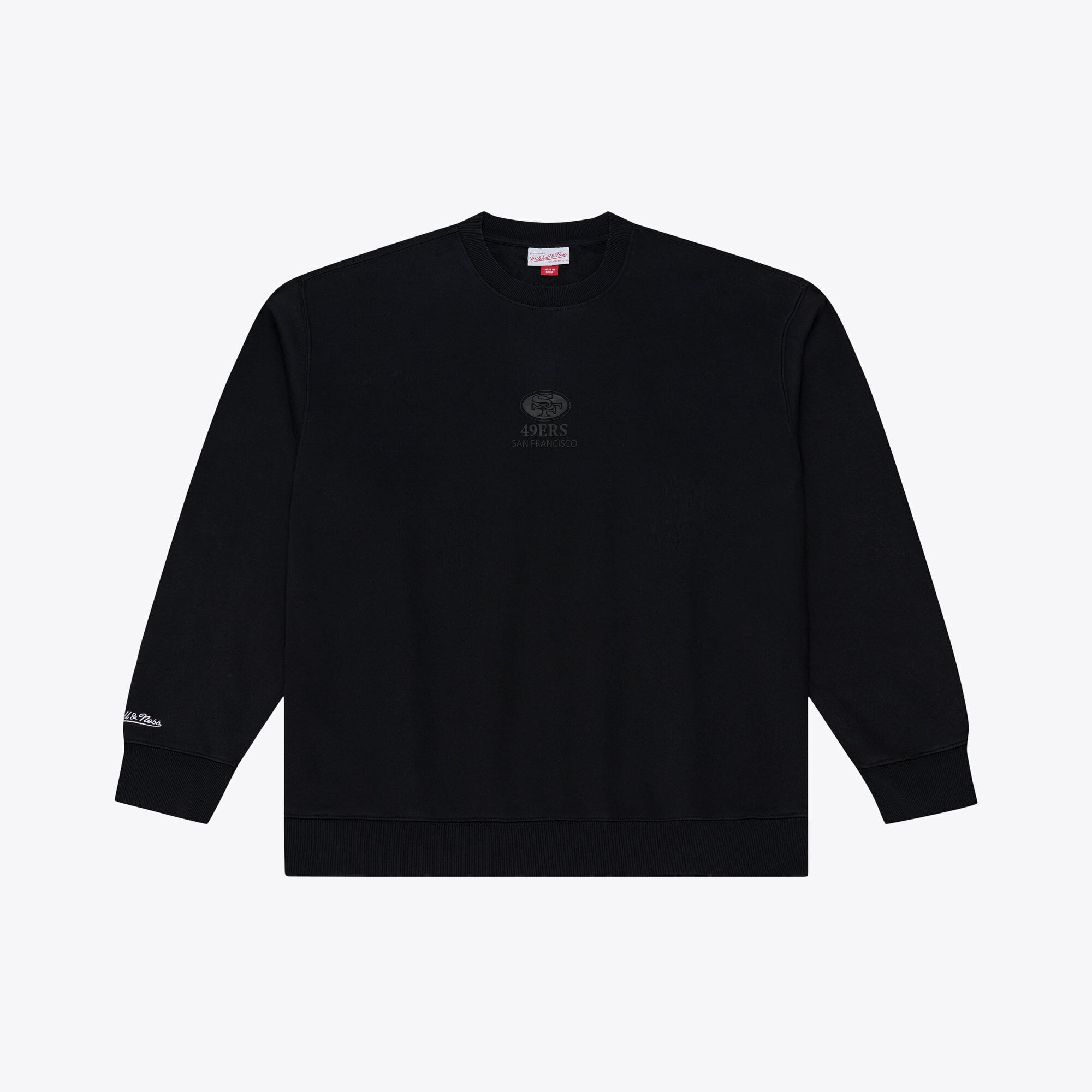 Sweat-shirt polaire Mitchell & Ness Core Essentials Micro Logo noir pour homme, San Francisco 49ers