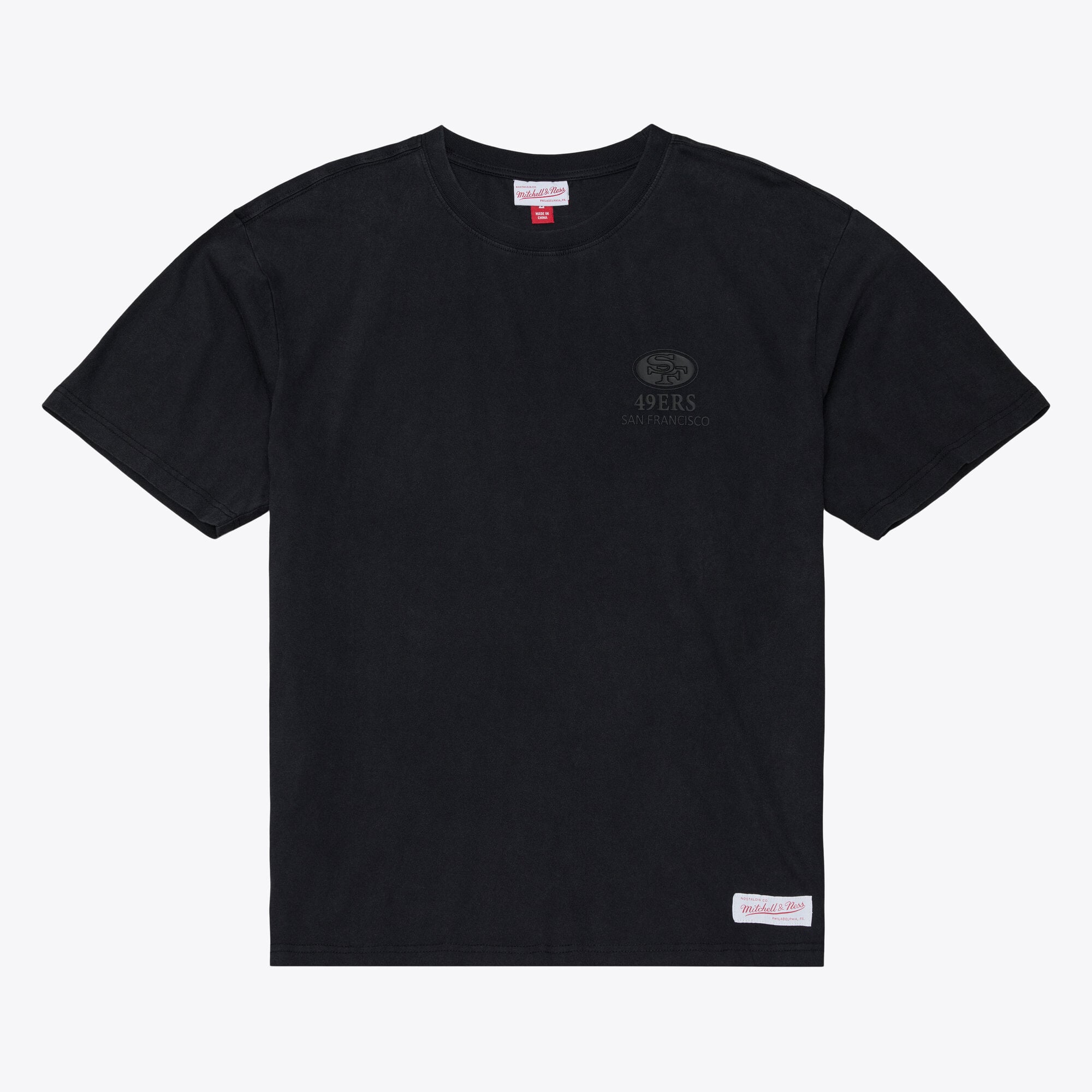 Men's Mitchell & Ness Black San Francisco 49ers Core Essentials Micro Logo T-Shirt