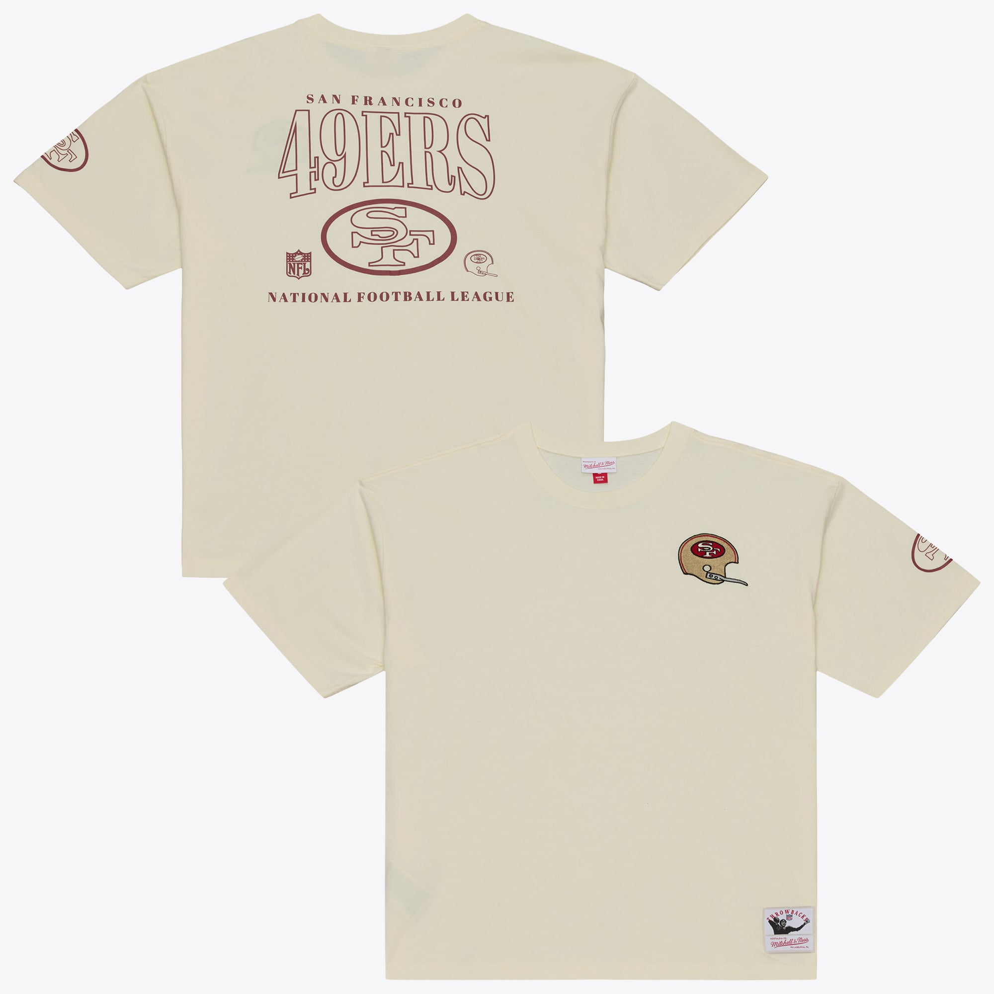 Men's Mitchell & Ness  Cream San Francisco 49ers Oversized Heritage Hues T-Shirt