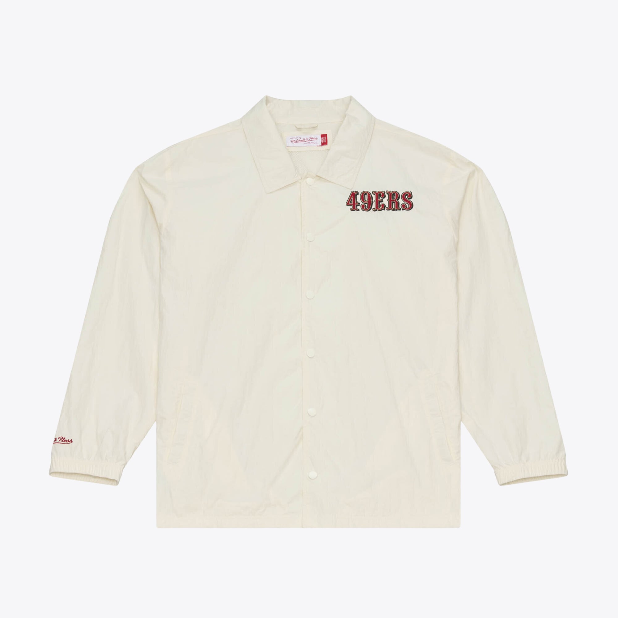 Men's Mitchell & Ness Cream San Francisco 49ers Retro Roots Coaches Jacket