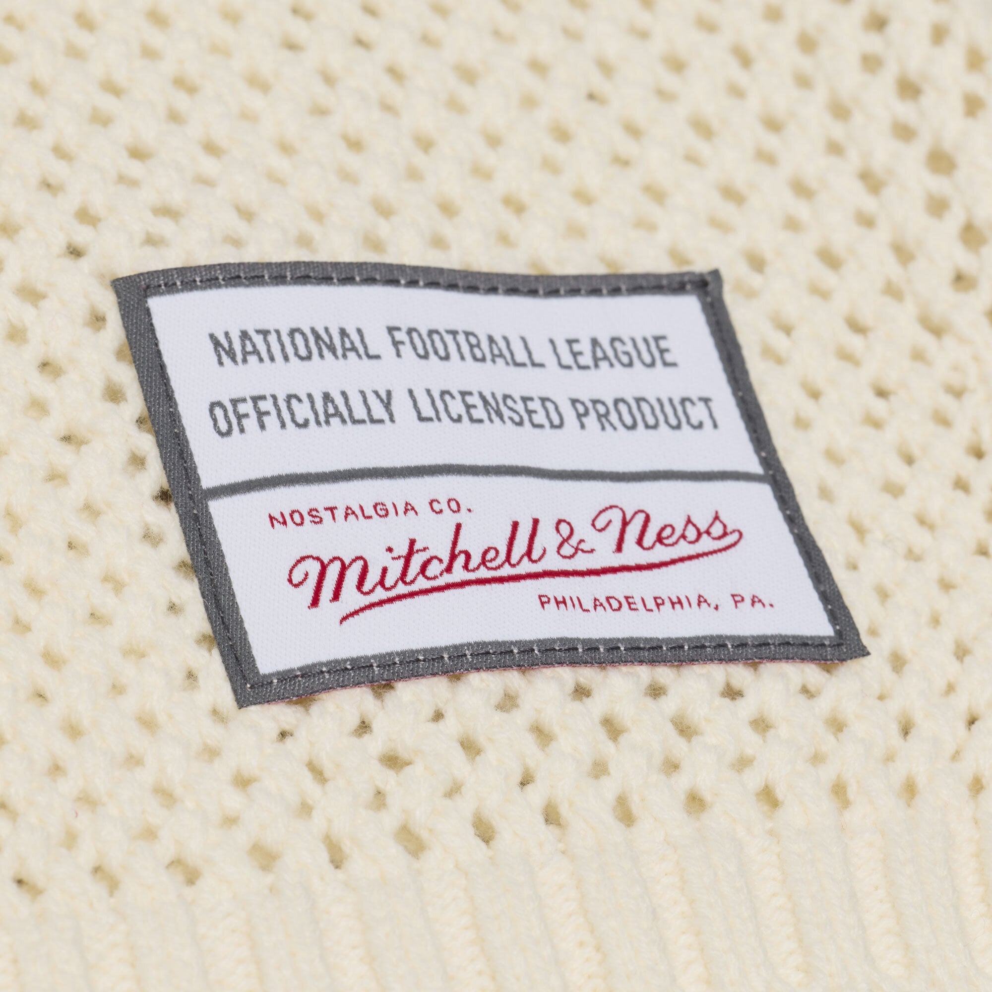 Men's Mitchell & Ness Cream San Francisco 49ers Retro Roots Short Sleeve Sweater Jersey