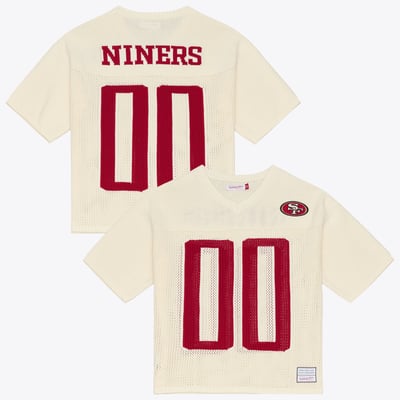  San Francisco 49ers Mitchell & Ness Retro Roots Short Sleeve Sweater Jersey - Cream