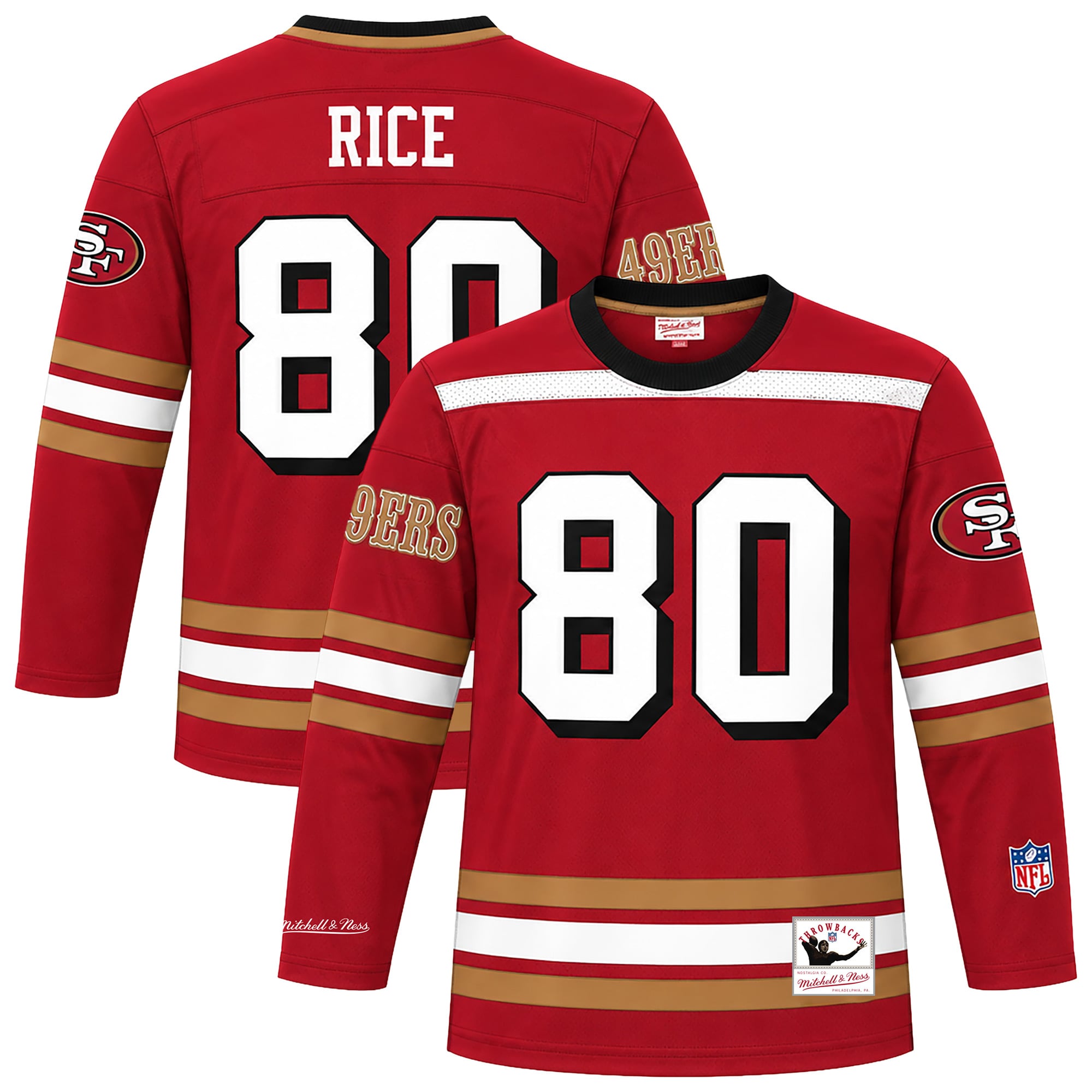 Maillot de hockey Mitchell & Ness Jerry Rice rouge écarlate des 49ers San Francisco pour homme