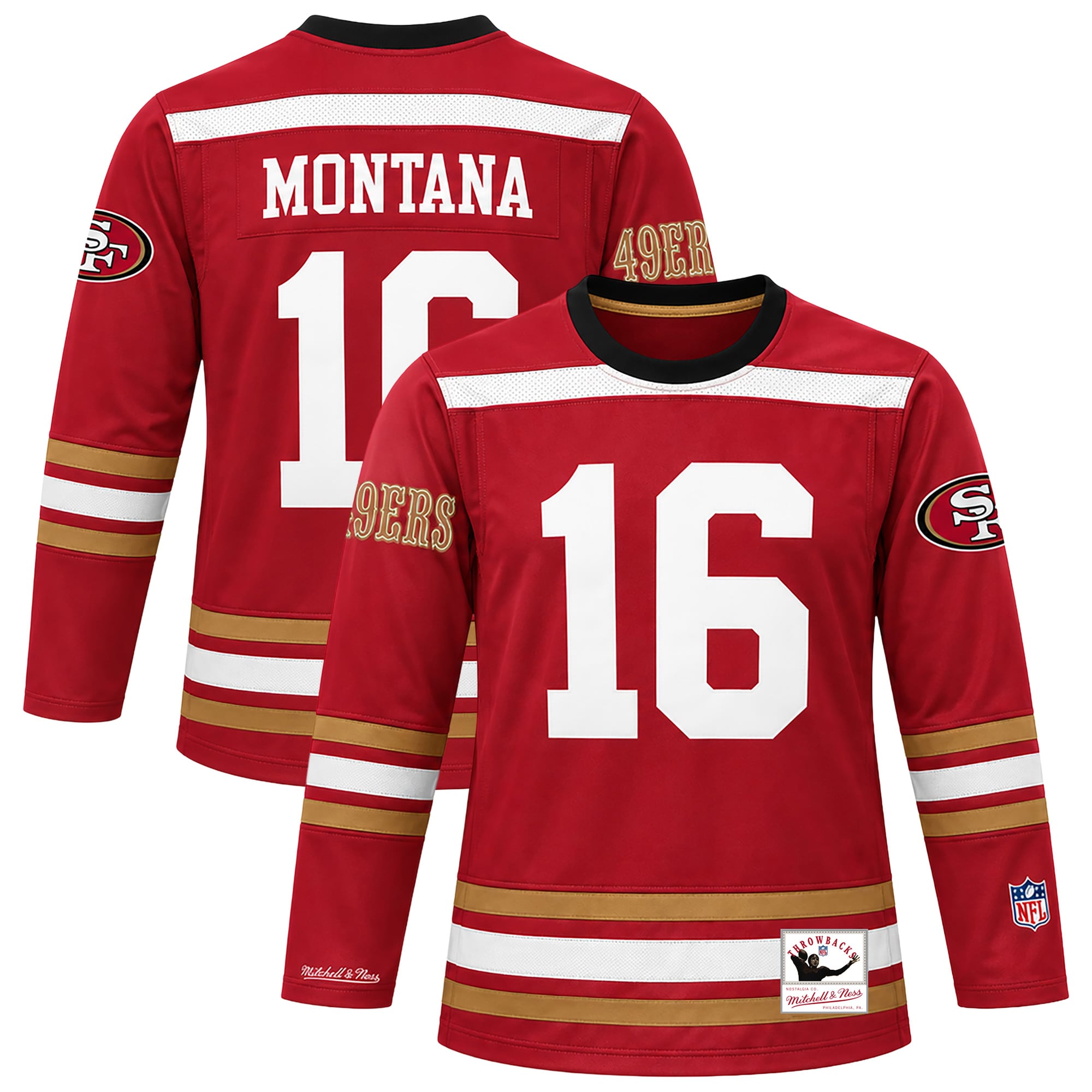 Maillot de hockey Mitchell & Ness Joe Montana Scarlet des 49ers San Francisco pour homme