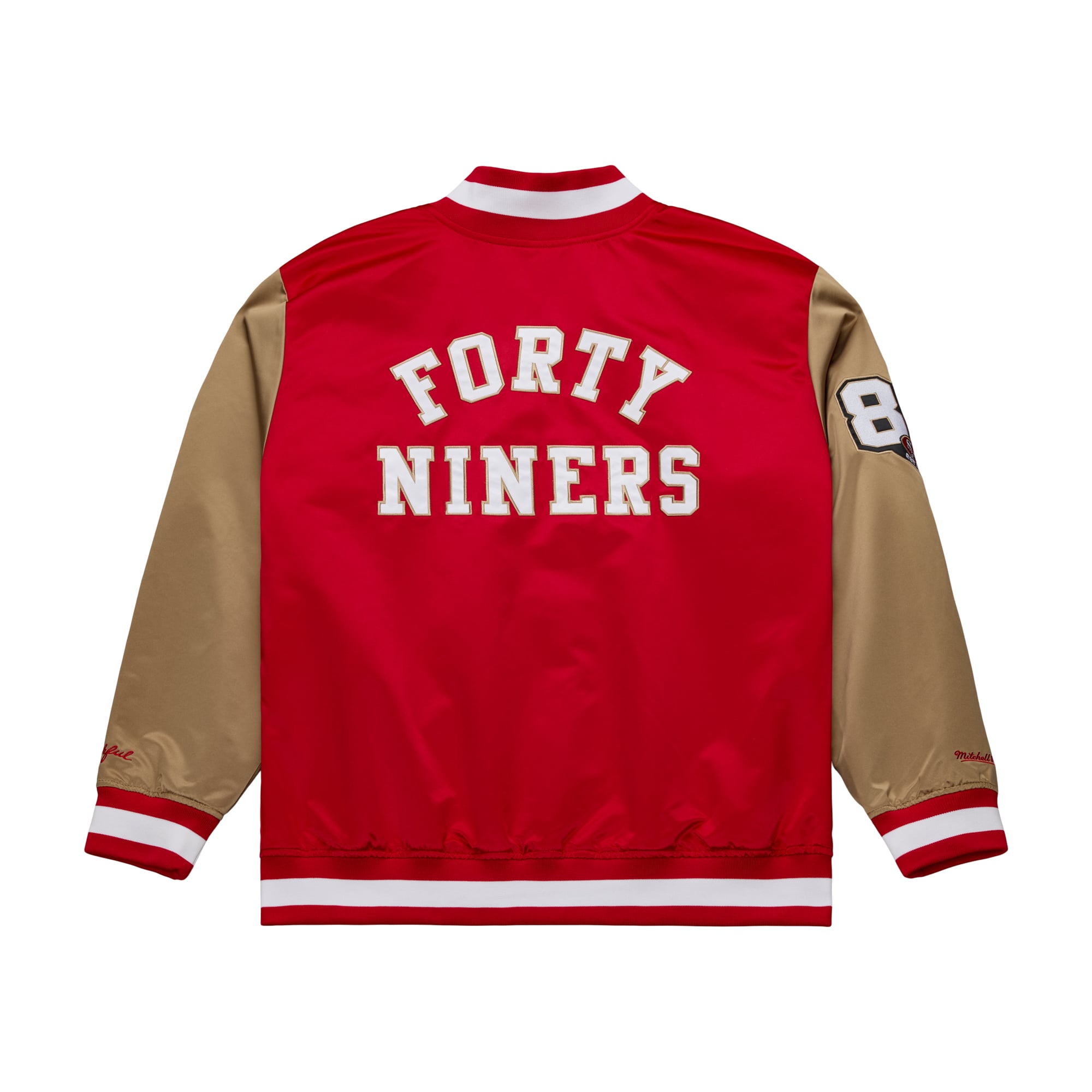 Men's Mitchell & Ness Scarlet/Gold San Francisco 49ers 80th Anniversary Heavyweight Satin Full-Snap Jacket