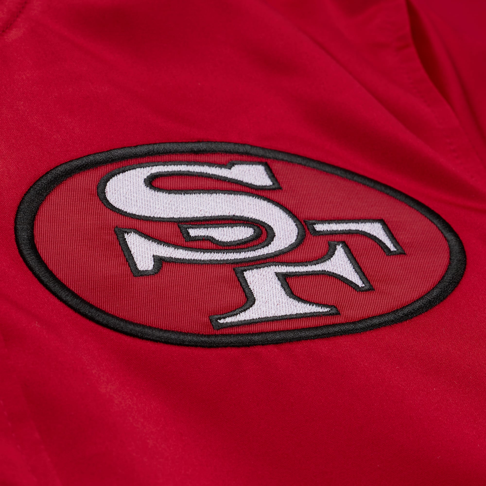 Men's Mitchell & Ness Scarlet/Gold San Francisco 49ers 80th Anniversary Heavyweight Satin Full-Snap Jacket