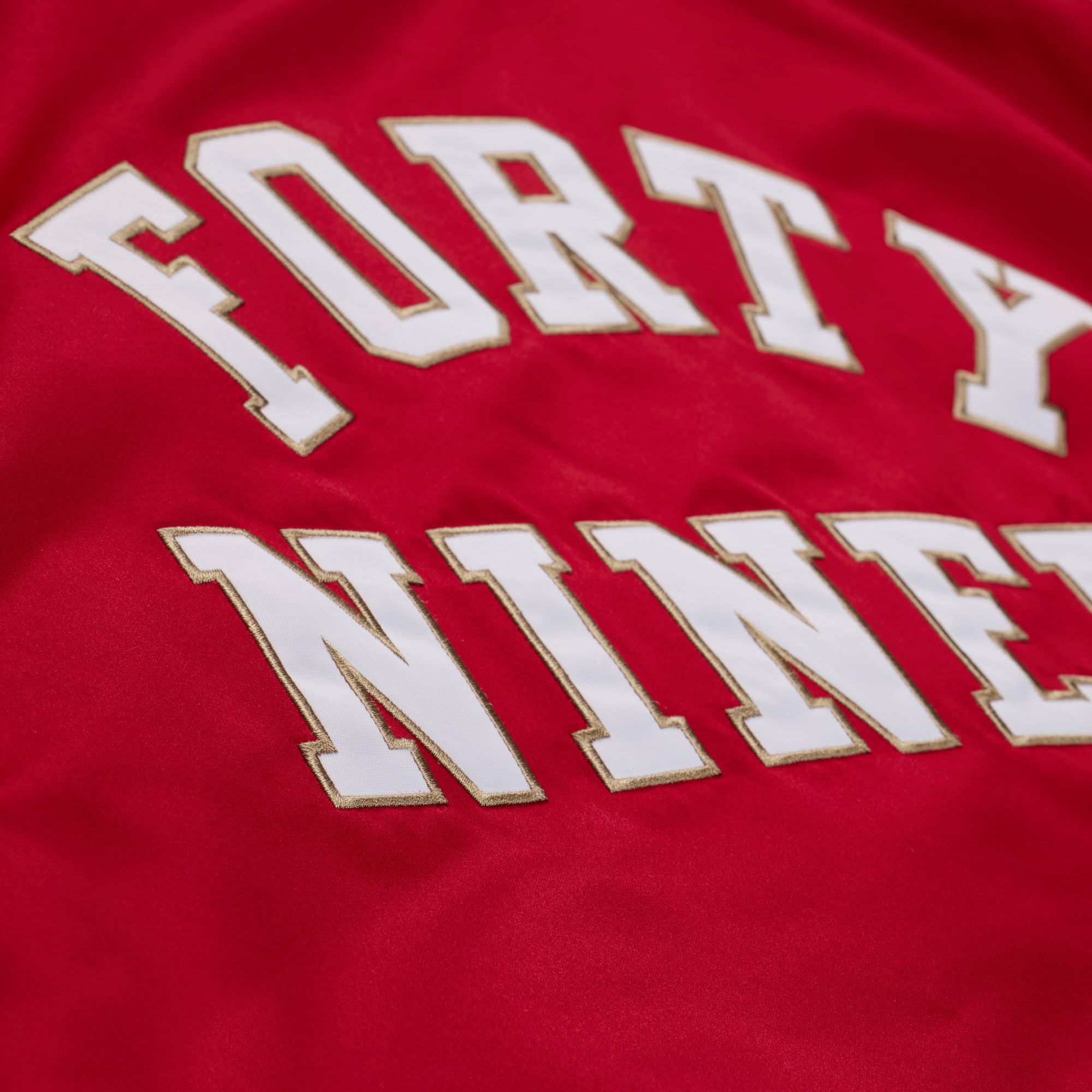 Men's Mitchell & Ness Scarlet/Gold San Francisco 49ers 80th Anniversary Heavyweight Satin Full-Snap Jacket