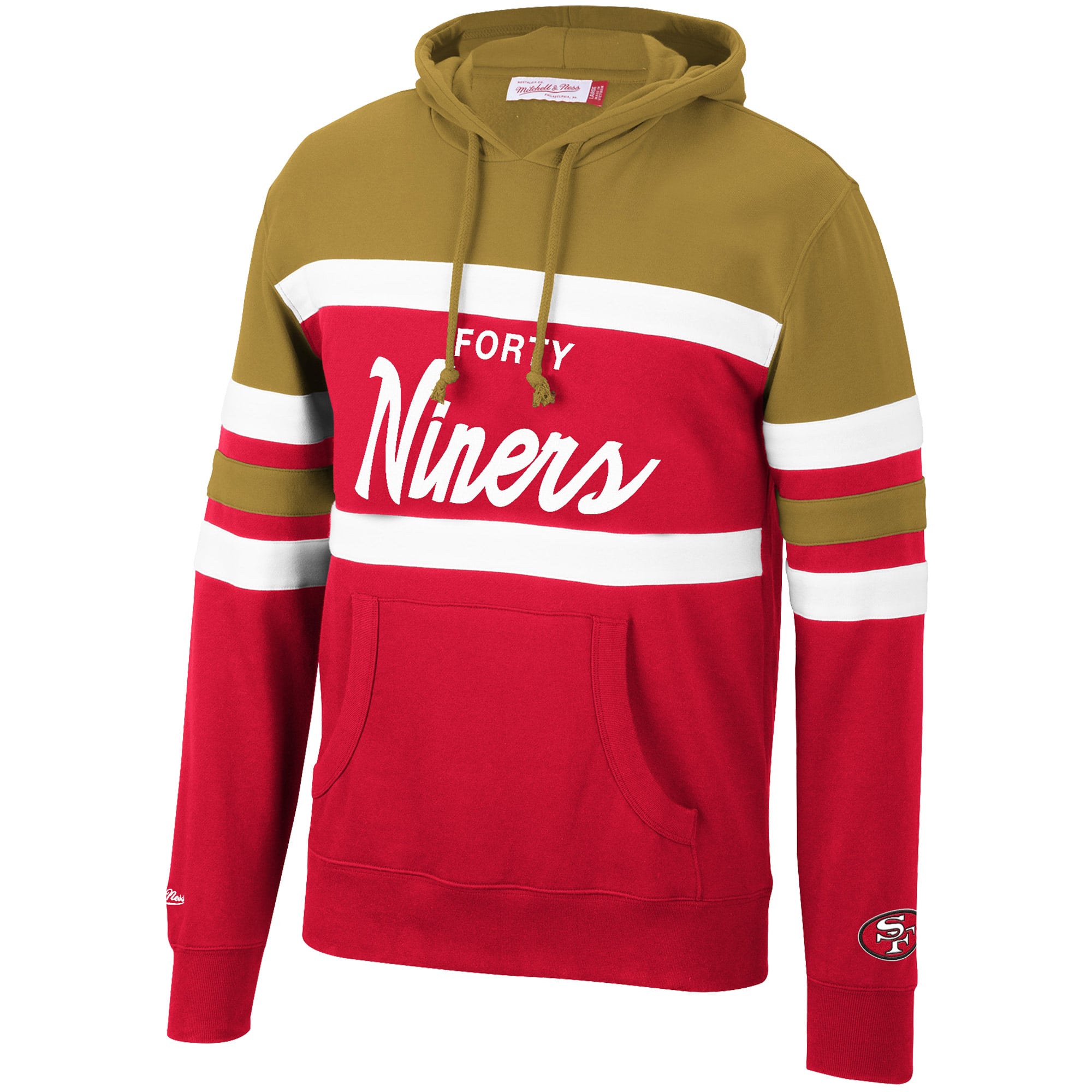 Sweat à capuche Mitchell & Ness écarlate et or des 49ers de San Francisco pour homme