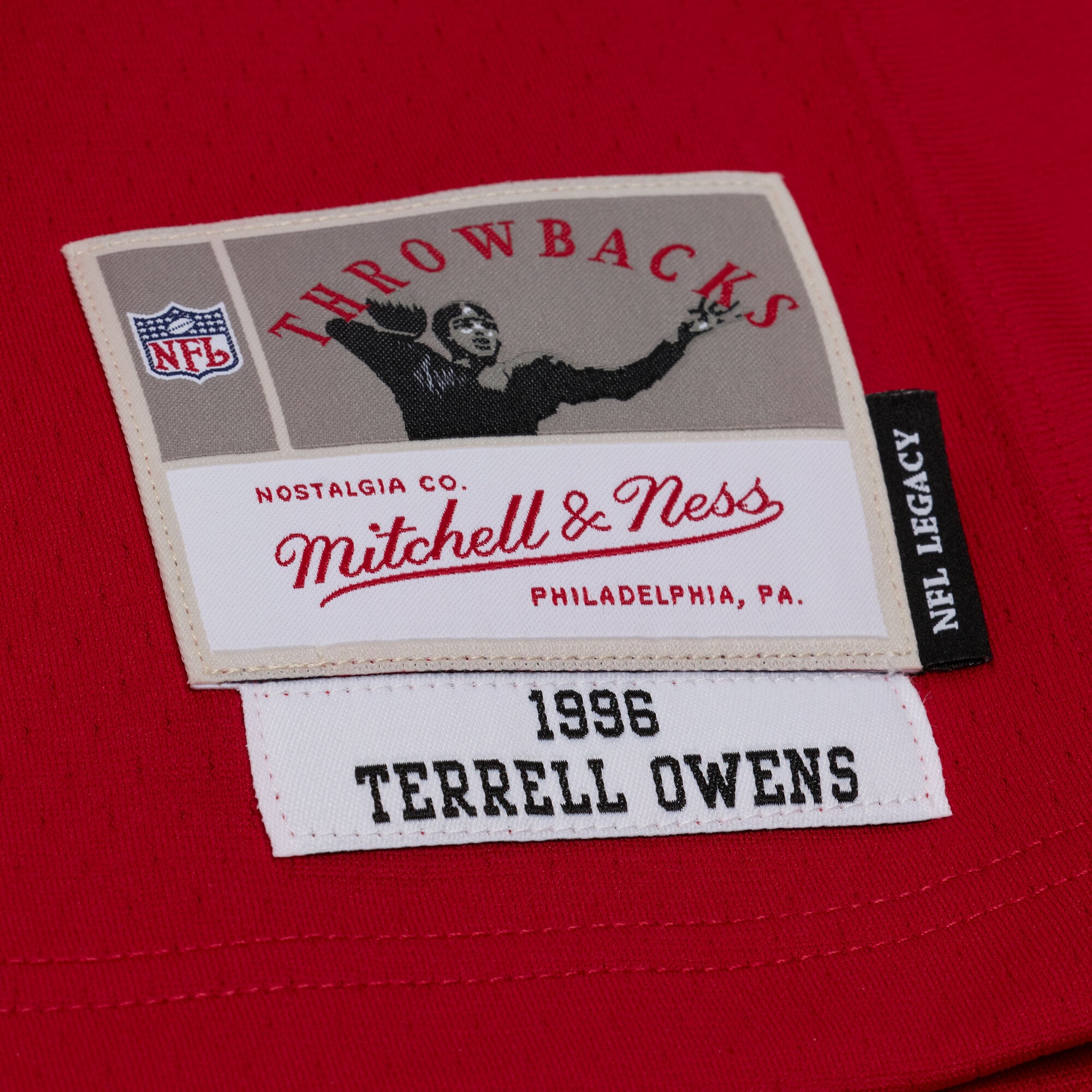 Men's Mitchell & Ness Terrell Owens Red San Francisco 49ers 1996 Legacy Replica Player Jersey
