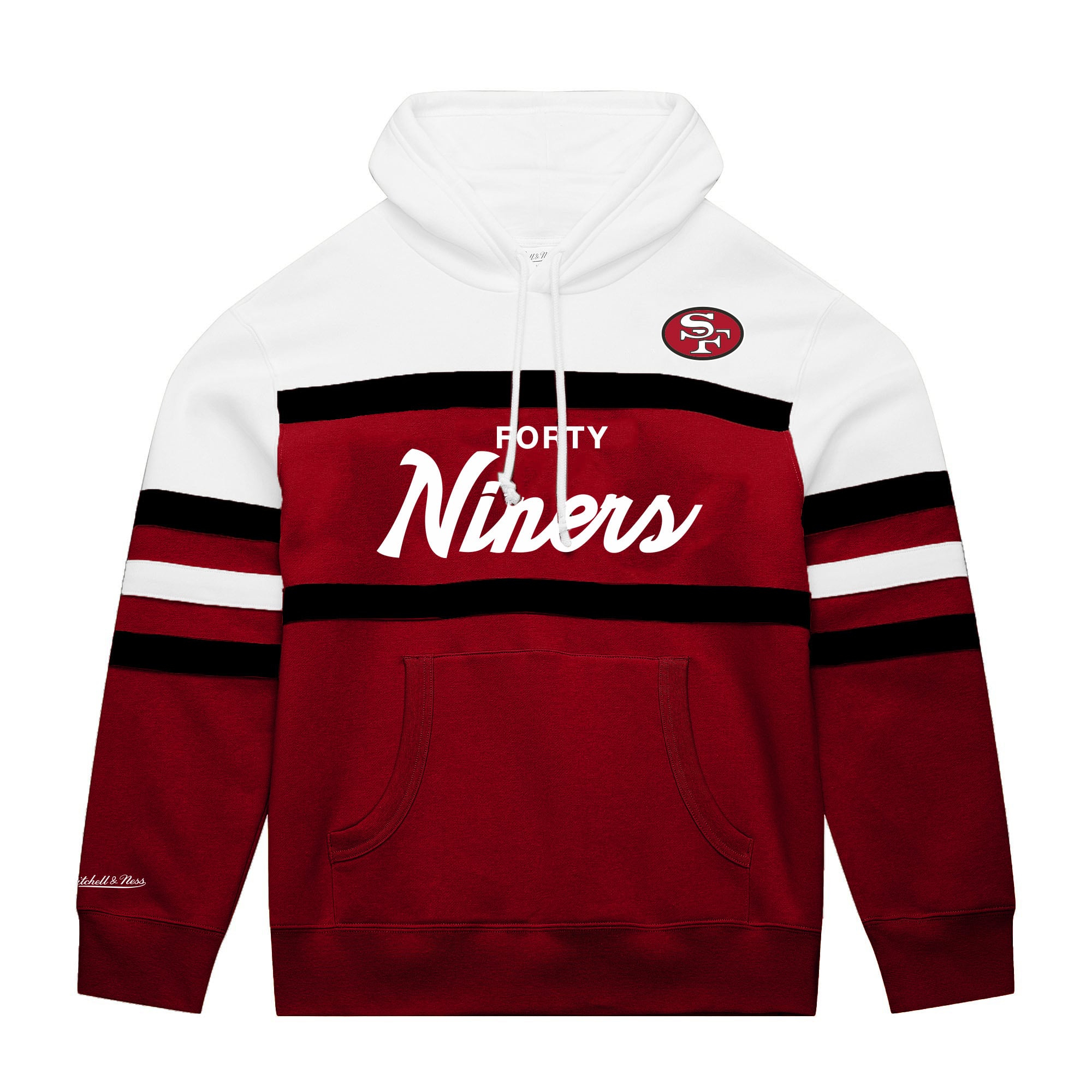 Men's Mitchell & Ness White/Red San Francisco 49ers Big Tall Head Coach Hoodie