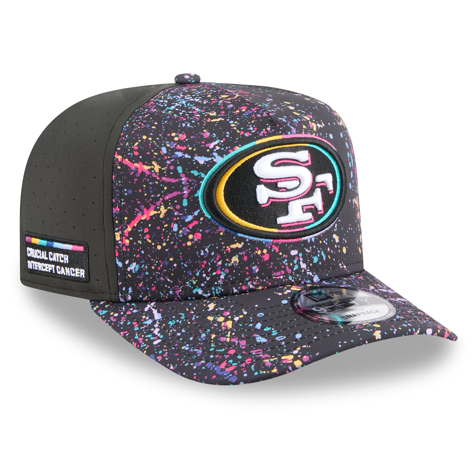 Men's New Era Black San Francisco 49ers 2025 NFL Crucial Catch A-Frame 9FIFTY Snapback Hat
