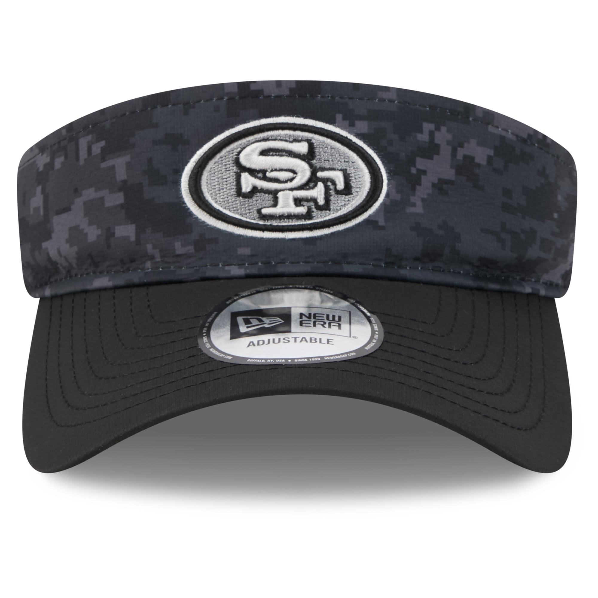 Casquette New Era noire pour homme, modèle San Francisco 49ers 2026 Salute To Service, visière ajustable